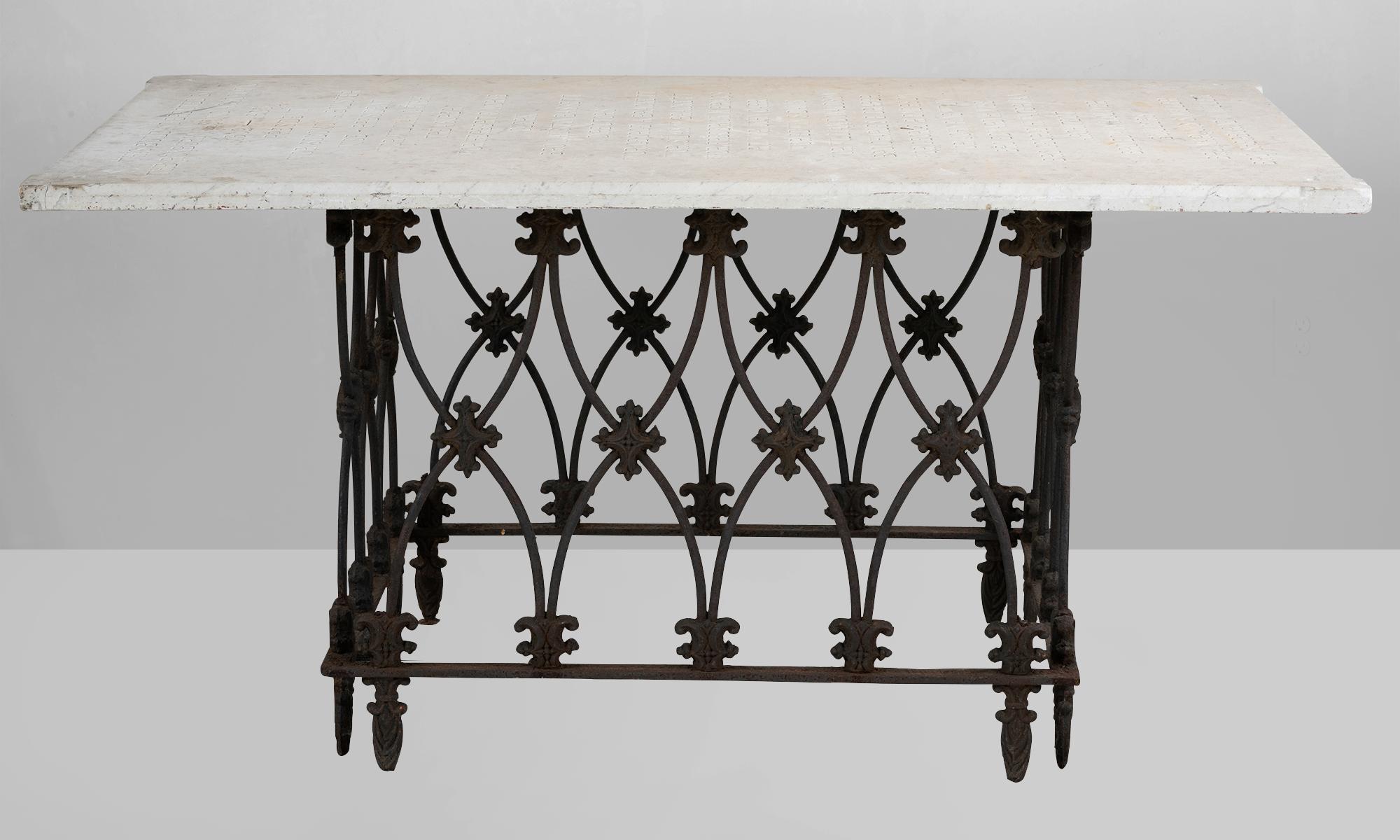 Marble and Ornate Iron Garden Table, America, 19th Century 1