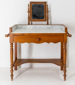 Marble and Plane Tree Wood Louis Philippe Vanity Table, French Mid 19th Century