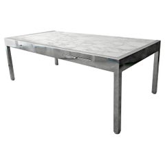 Marble and Polished Stainless Steel Executive Desk by Pace