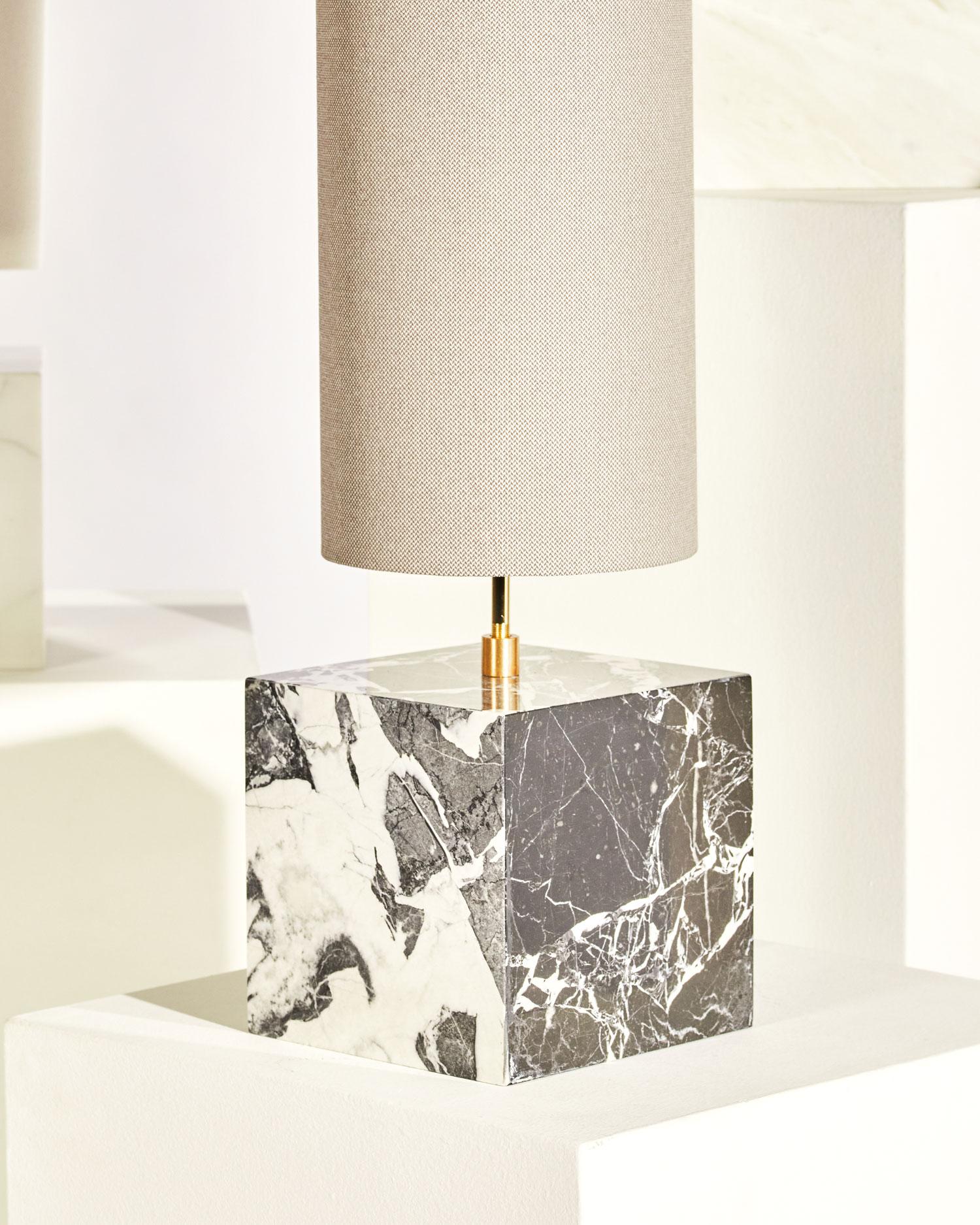 American Marble and Recycled Fabric Coexist Table Lamp 'Small' by Slash Objects For Sale