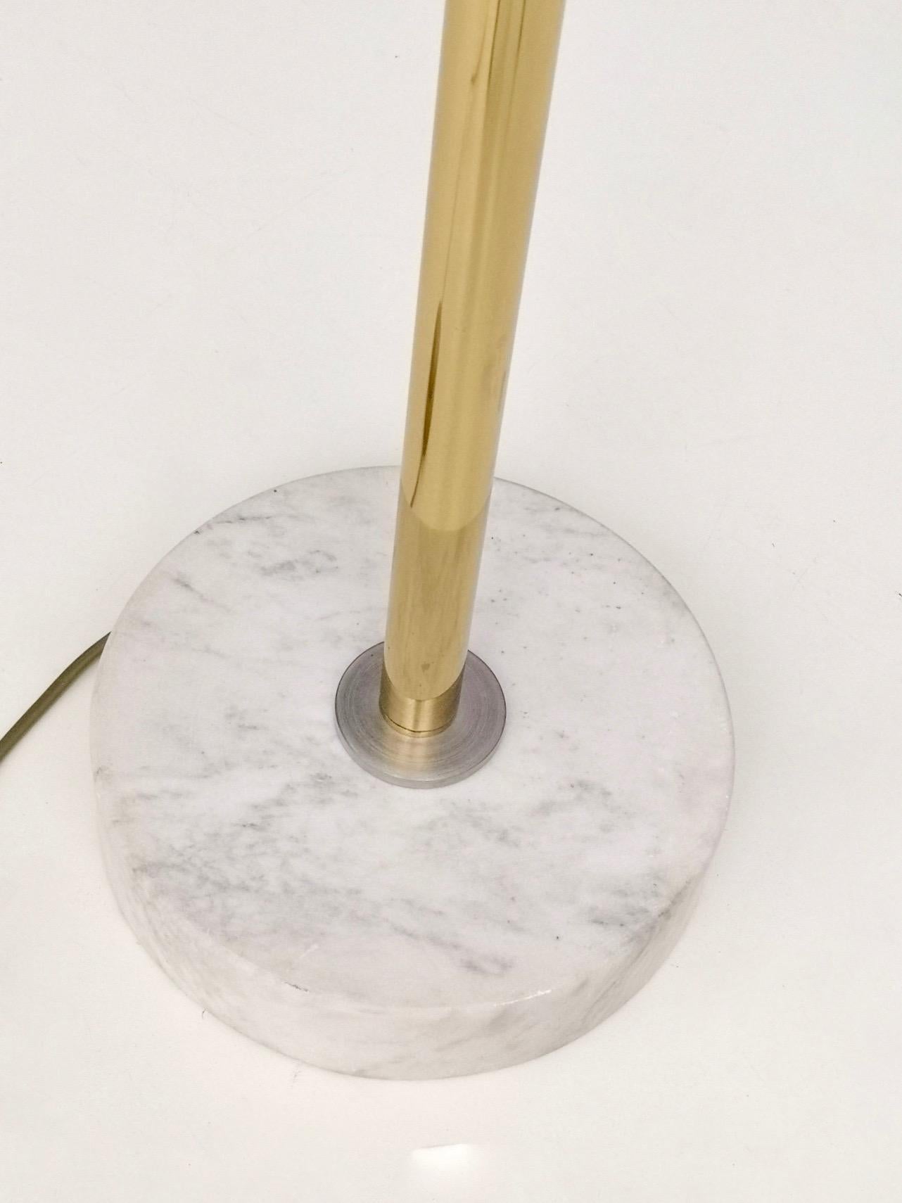 Marble and Red Varnished Aluminum Floor Lamp 