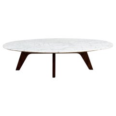 Couchtisch aus Marmor und Rosenholz von Hugues Poignant für Roche et Bobois 1970.