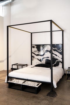 Marble and Steel Canopy Bed