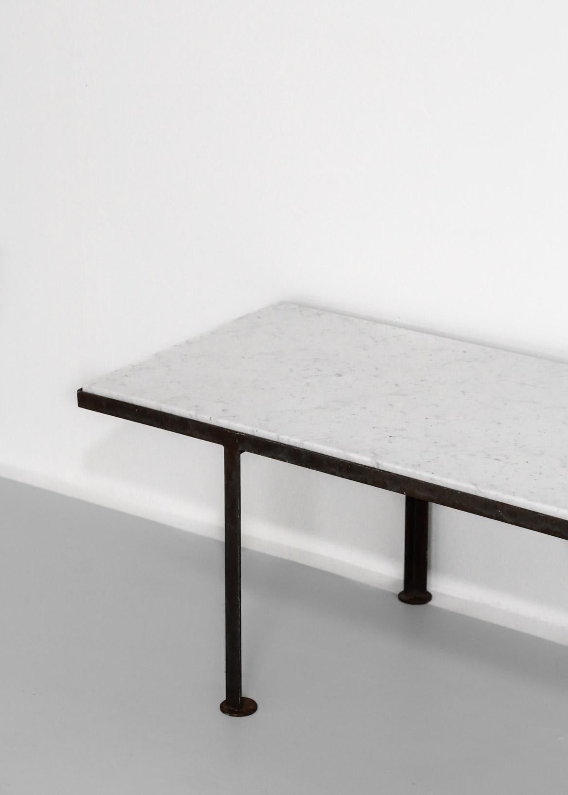Mid-20th Century Marble and Steel Coffee Table, 1960s
