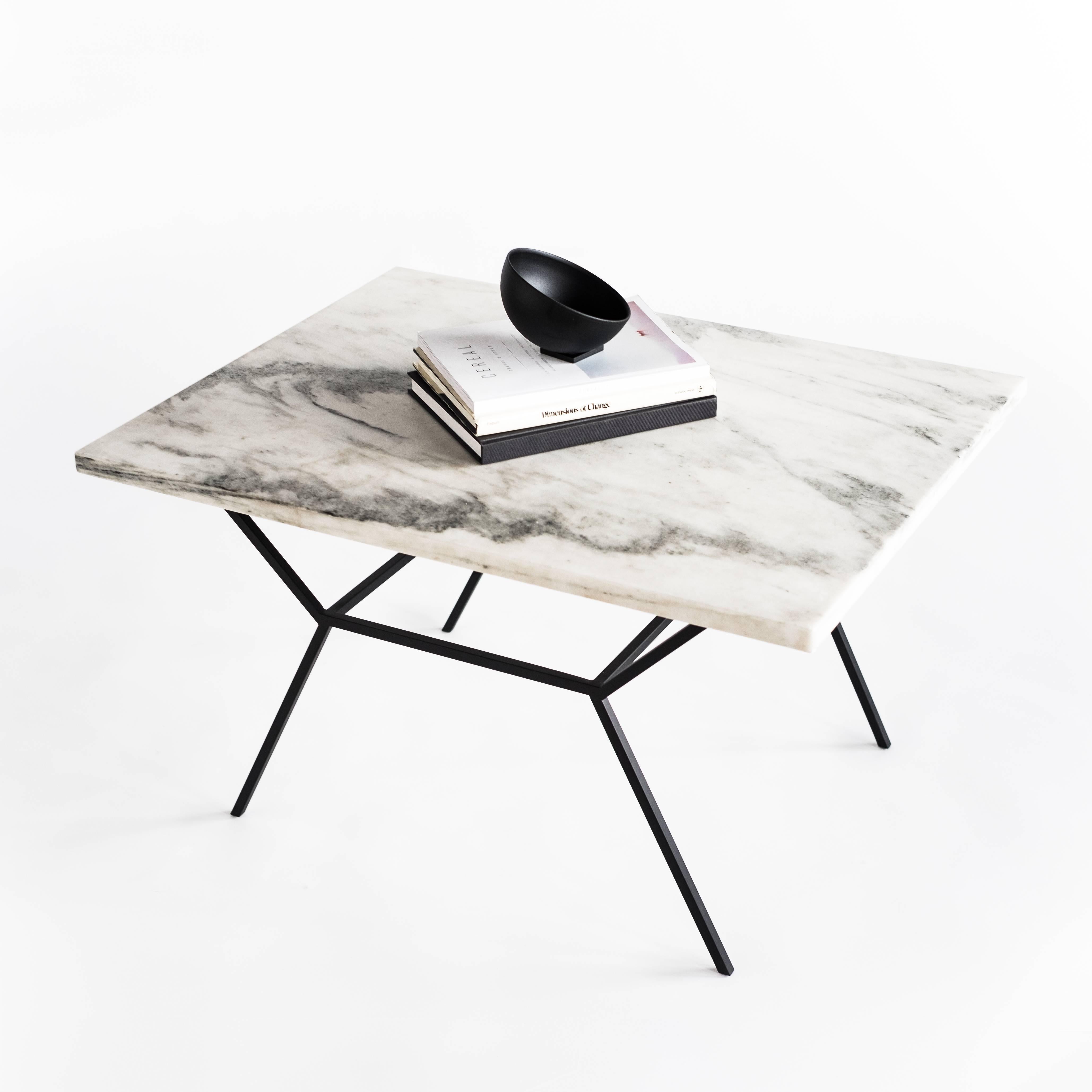 Minimalist Marble and Steel Coffee Table For Sale