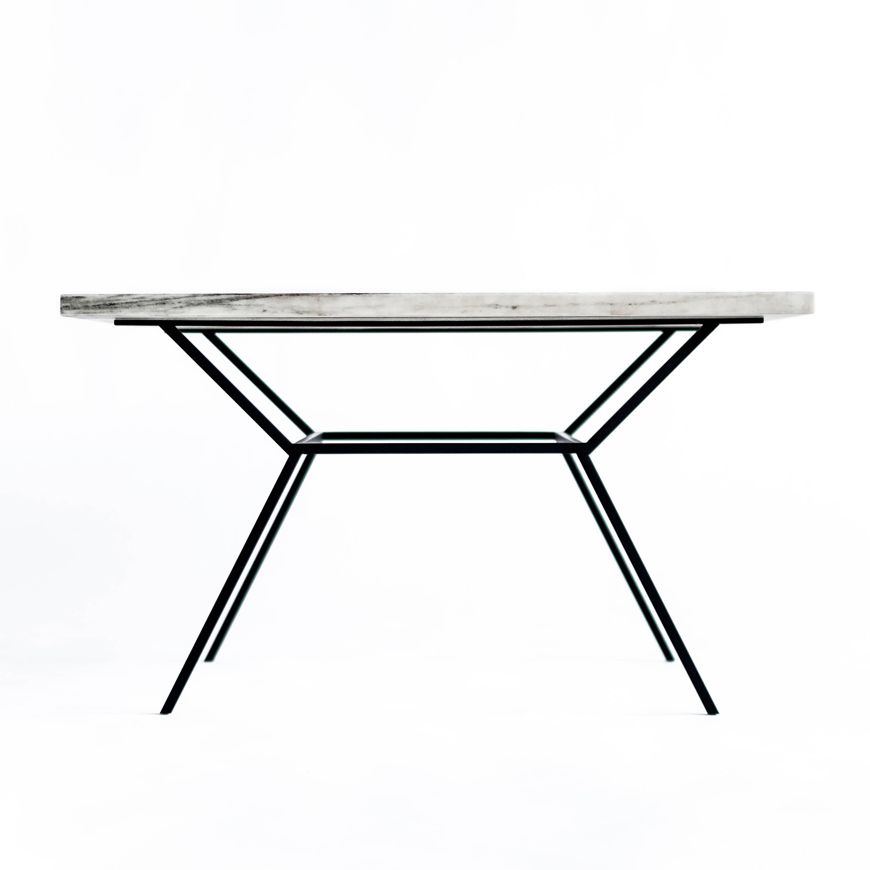 Marble and Steel Coffee Table In New Condition For Sale In Portland, OR