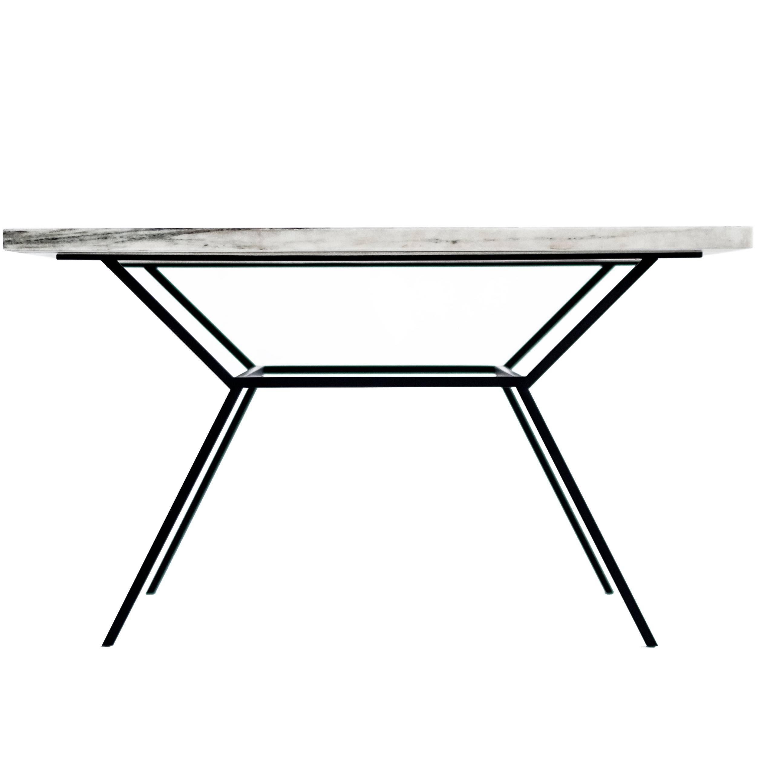 Marble and Steel Coffee Table For Sale