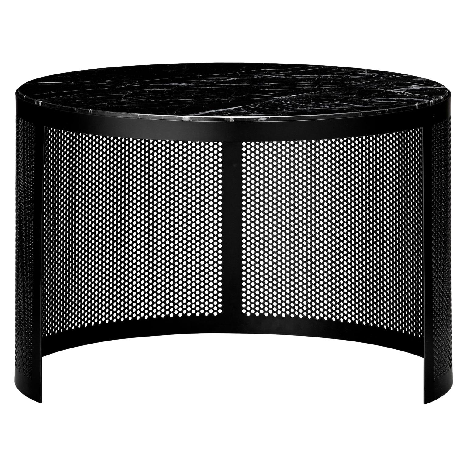 Mesa auxiliar pequeña contemporánea de mármol y acero