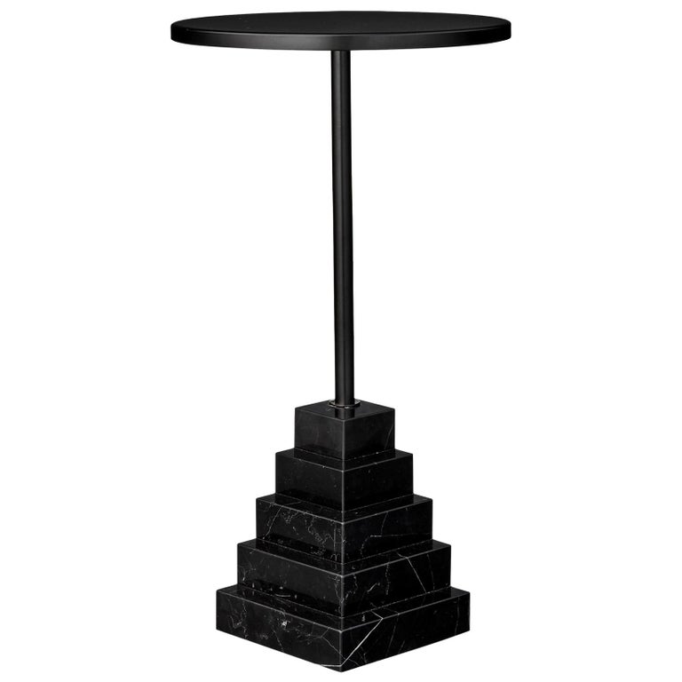 Marble and Steel Gold Top Side Table at 1stDibs