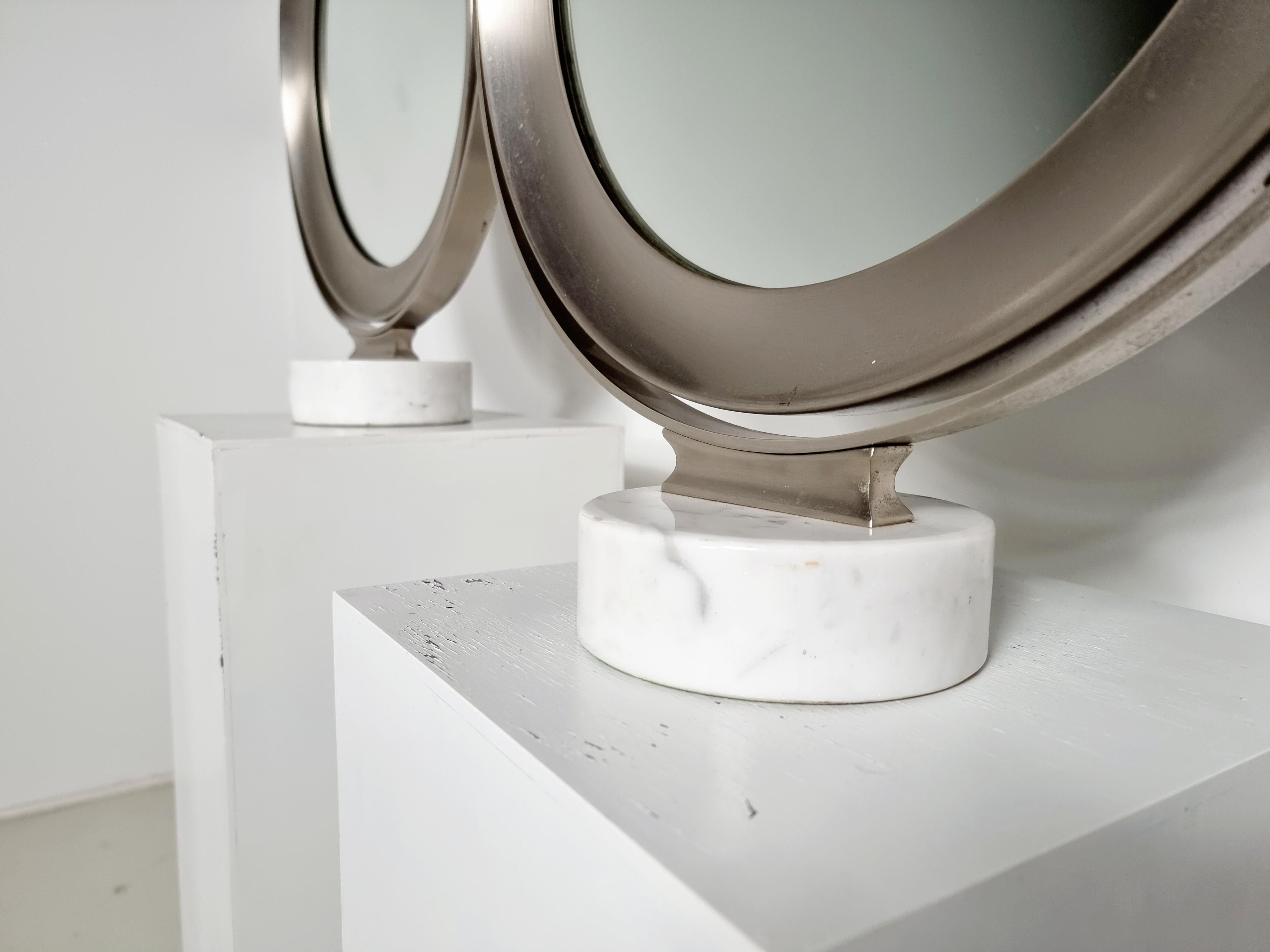 Miroir de table Narciso en marbre et acier de Sergio Mazza pour Artemide, Italie, 1970 en vente 1