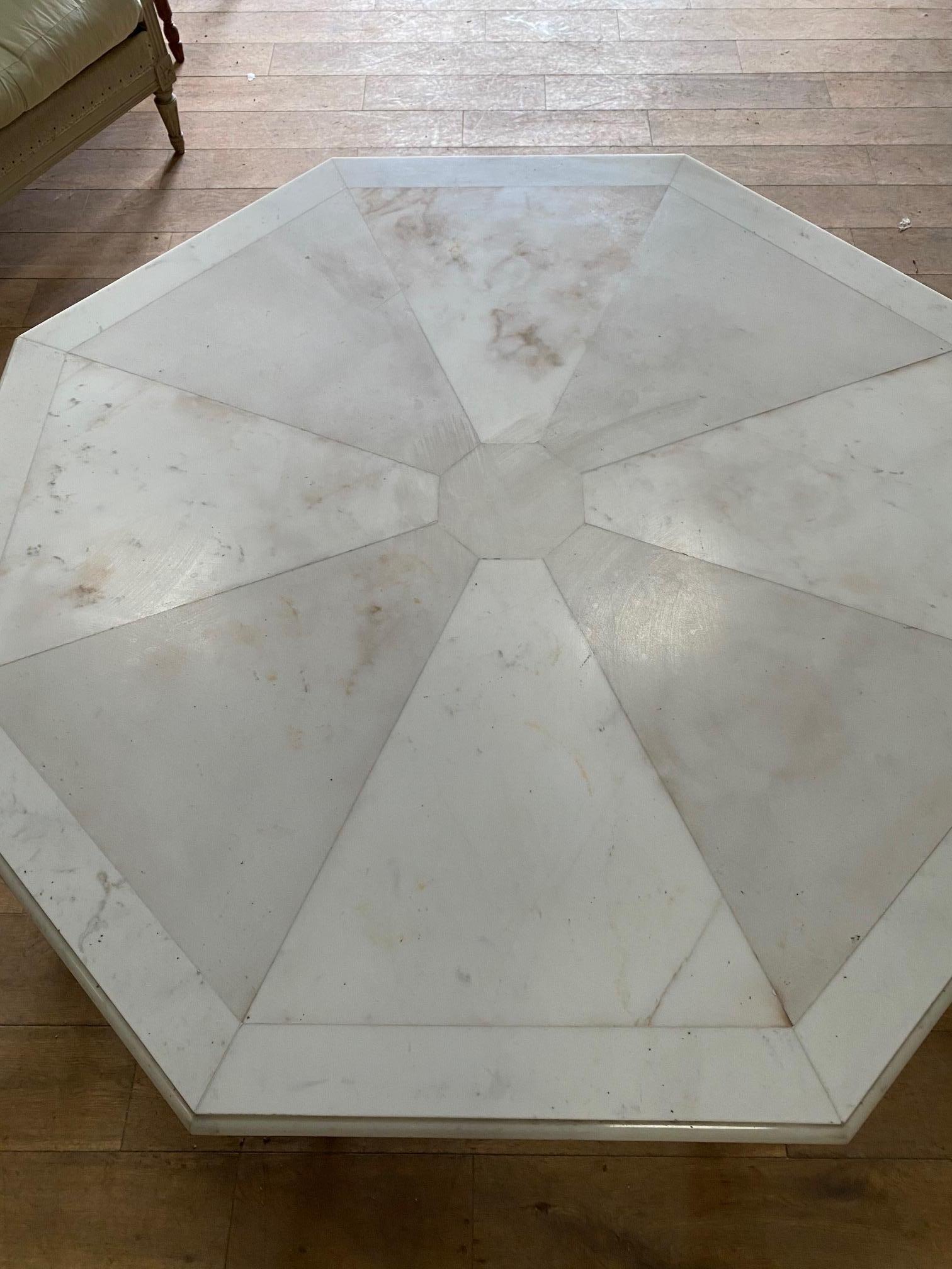 Marble and Steel Octagonal Low Table In Good Condition For Sale In Greenwich, CT