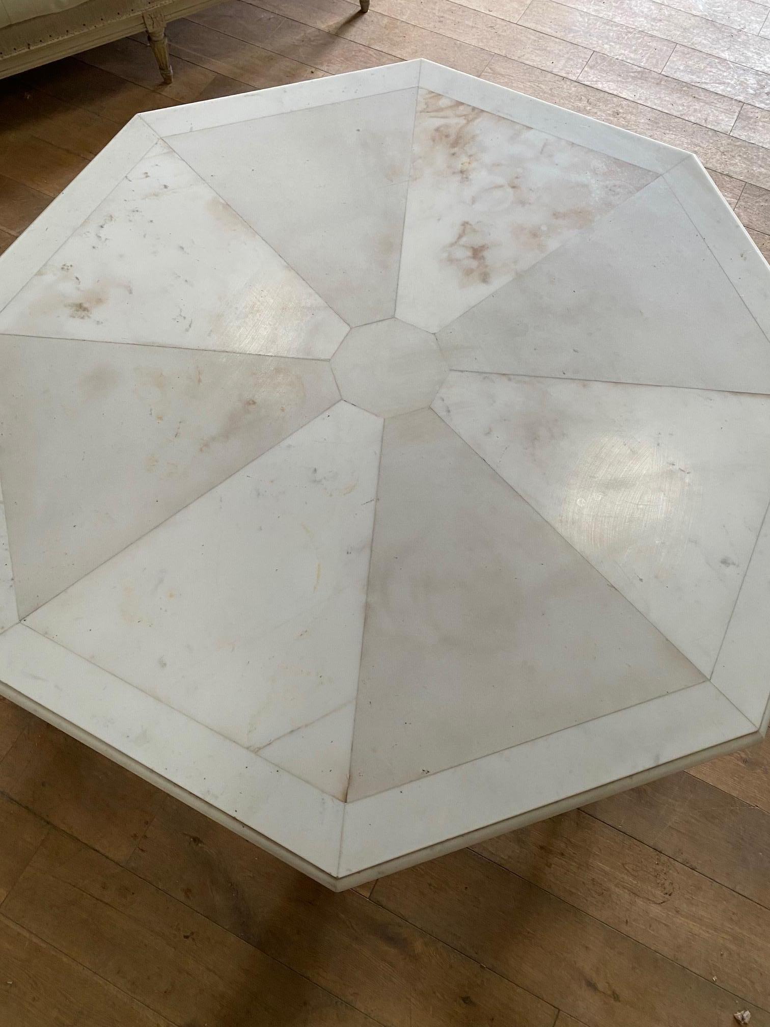 Marble and Steel Octagonal Low Table For Sale 3