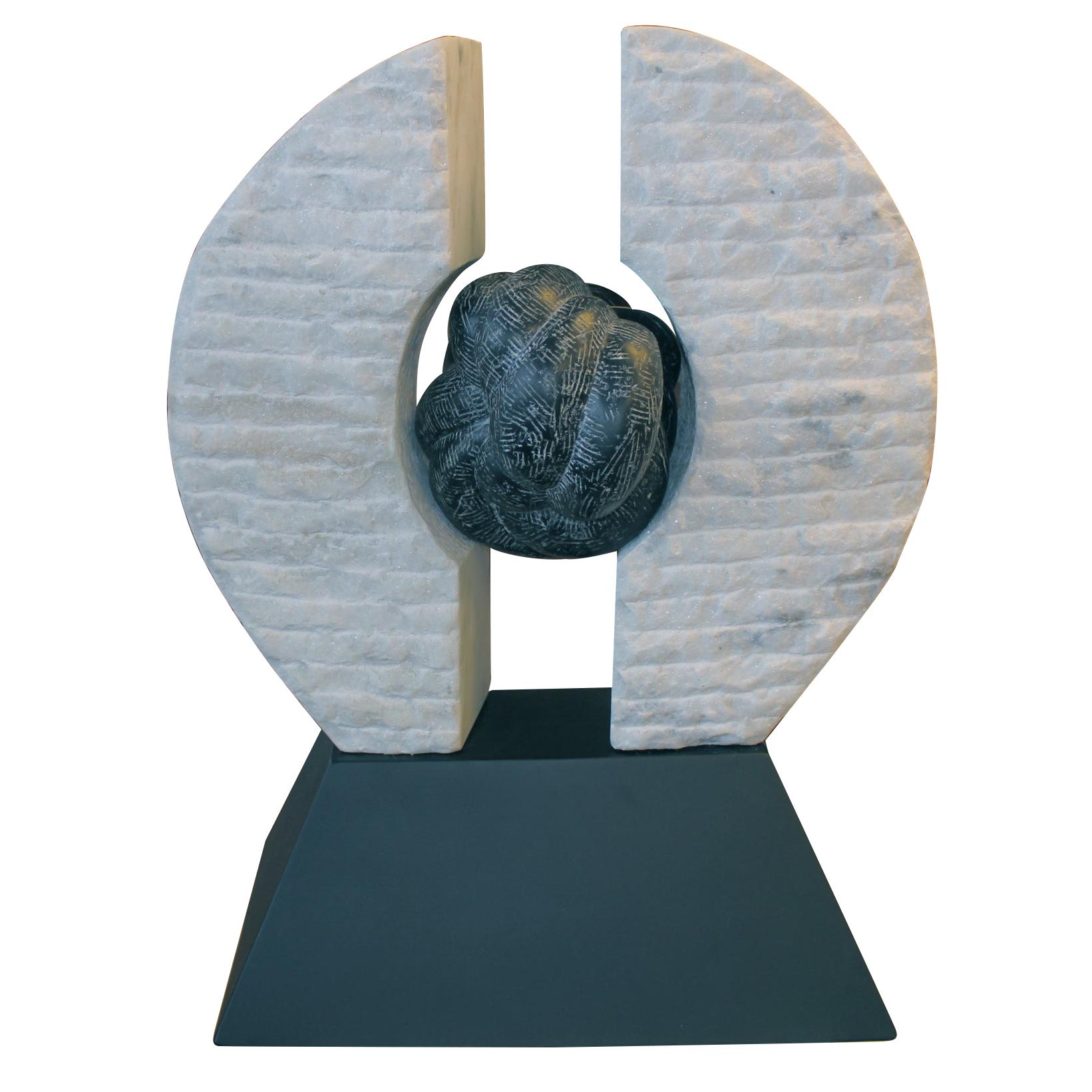 Marble and Steel Sculpture For Sale