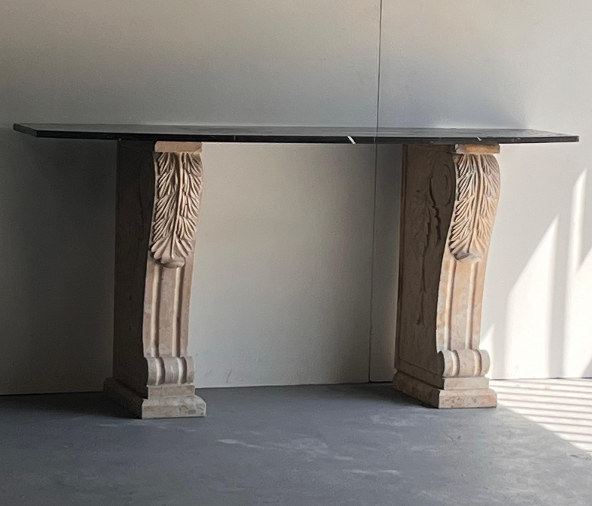 20th Century Marble and stone Consol Table For Sale