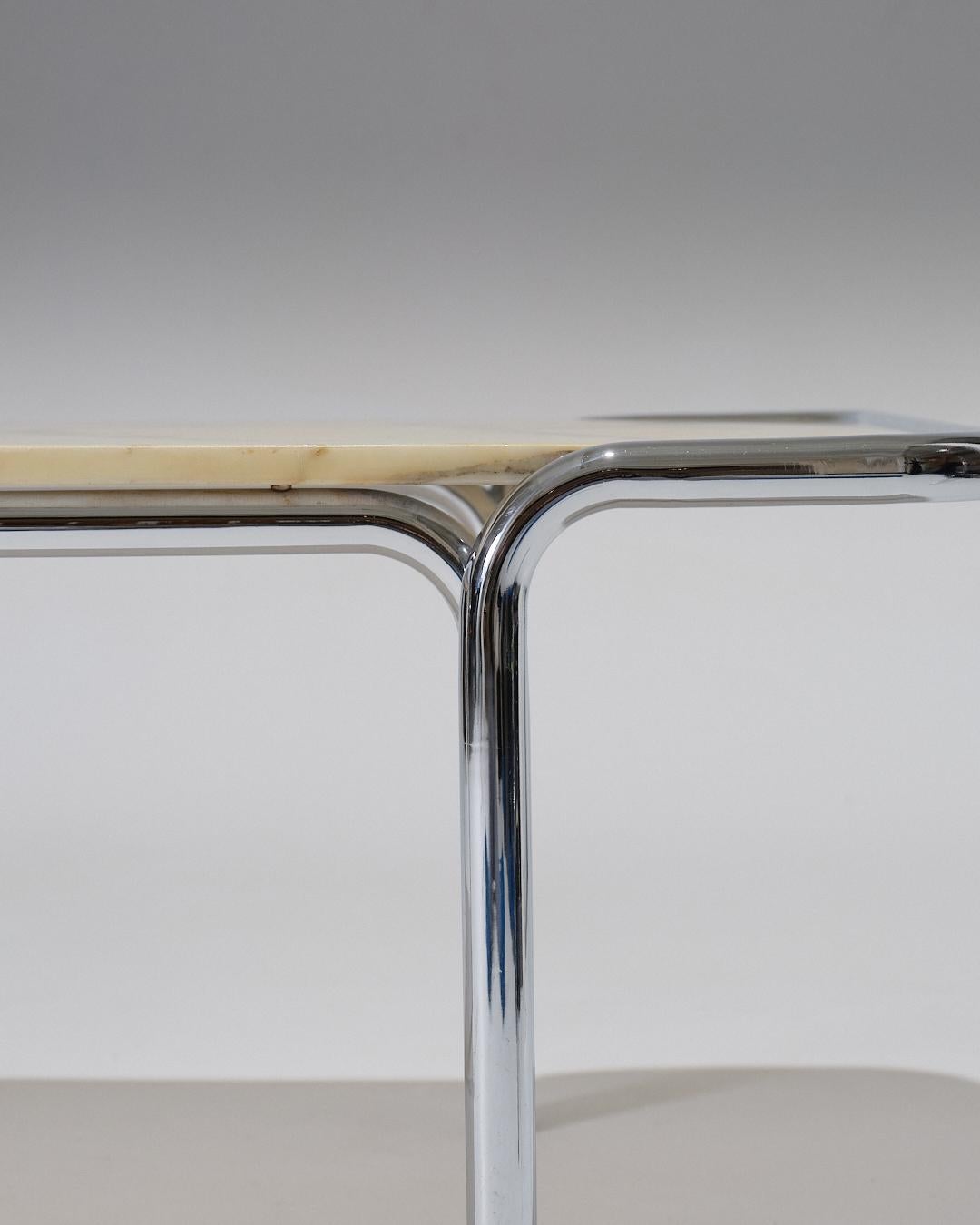 Marble and Tubular Metal Coffee Table, 1970s For Sale 4