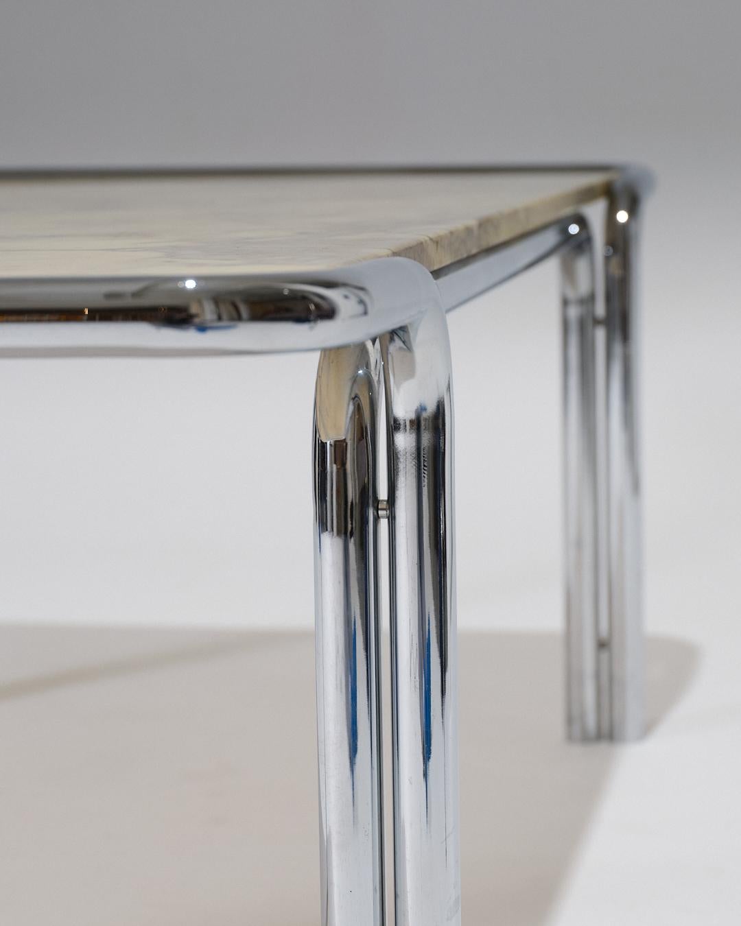 Marble and Tubular Metal Coffee Table, 1970s For Sale 7