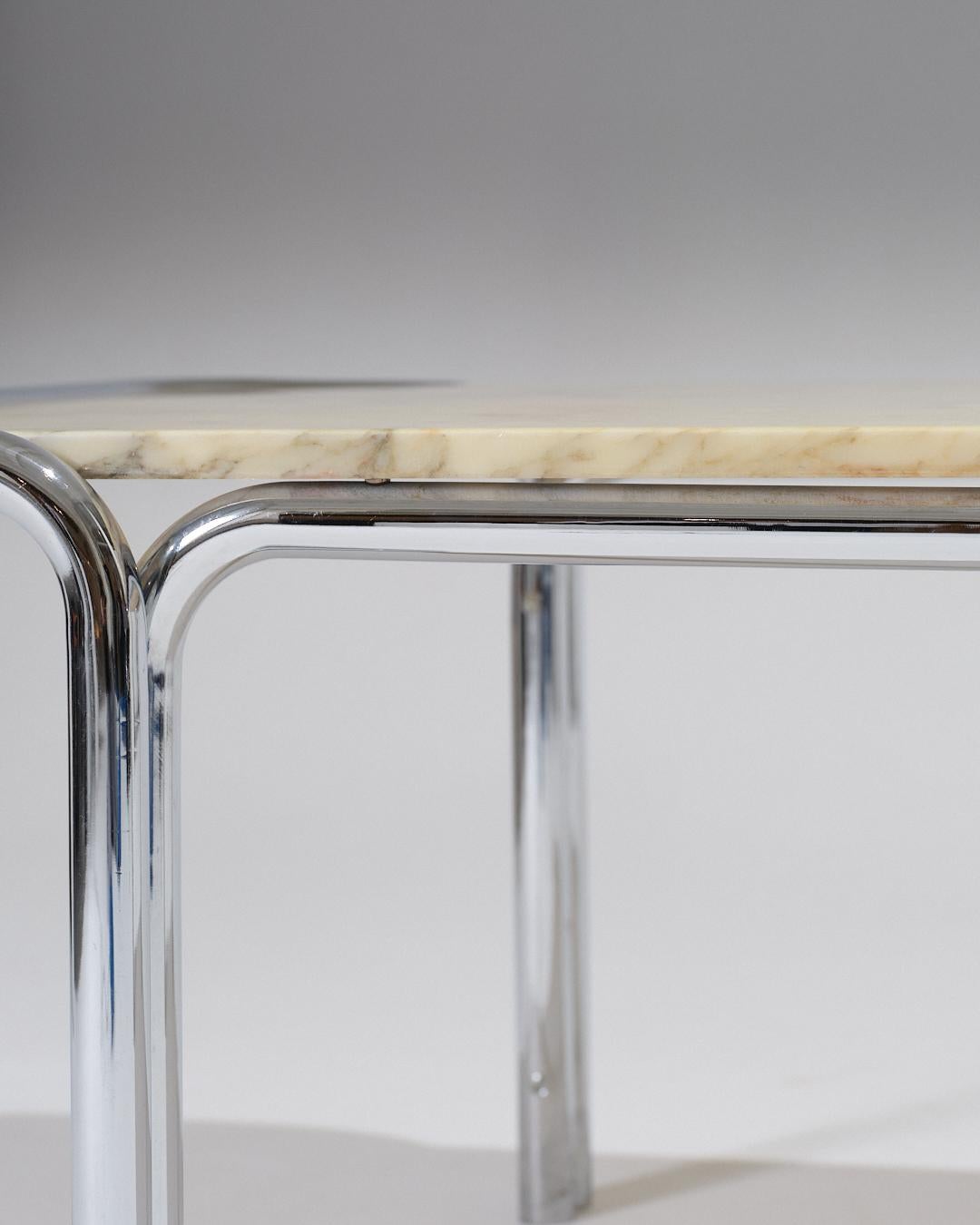 Marble and Tubular Metal Coffee Table, 1970s For Sale 9