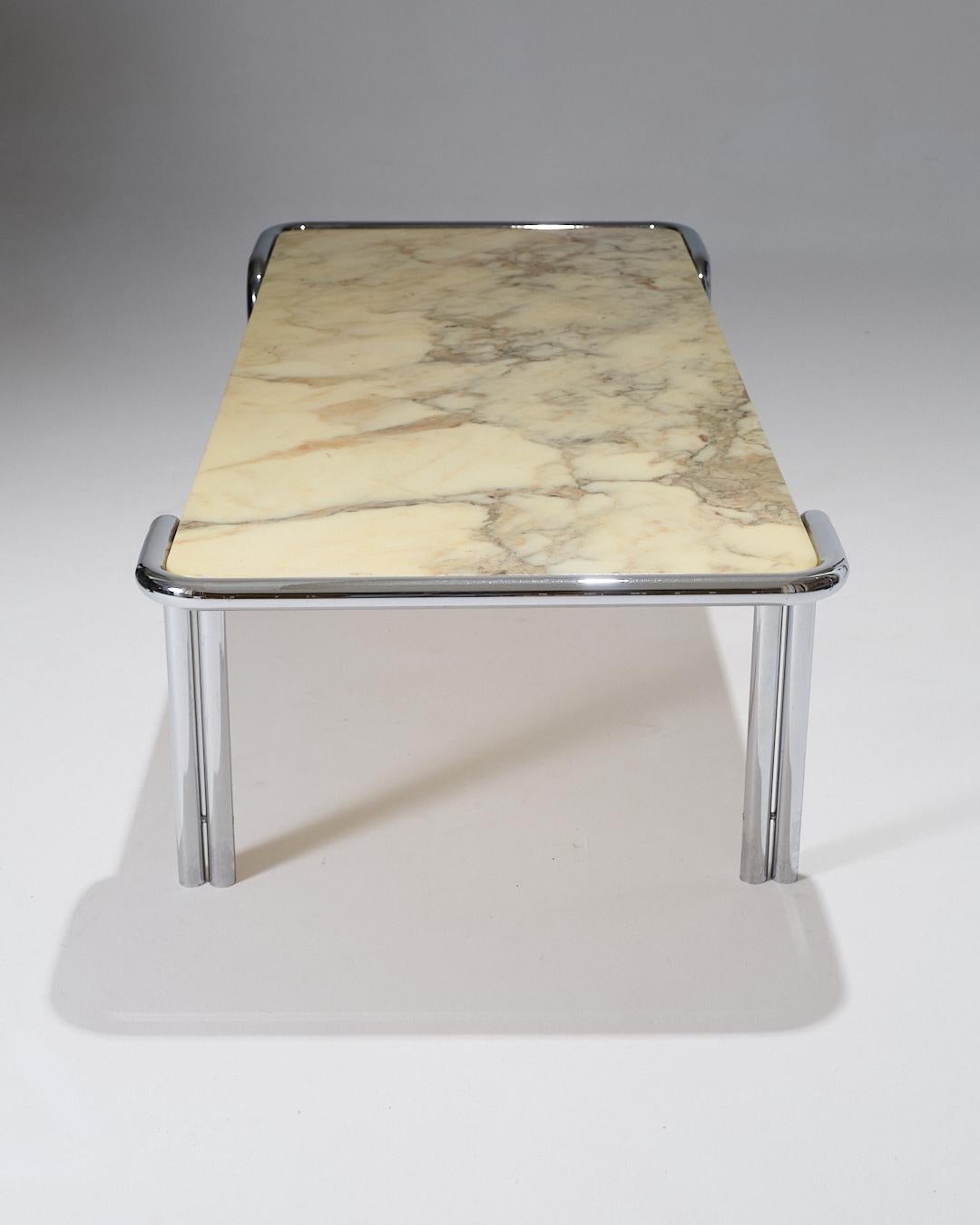 Marble and Tubular Metal Coffee Table, 1970s For Sale 10