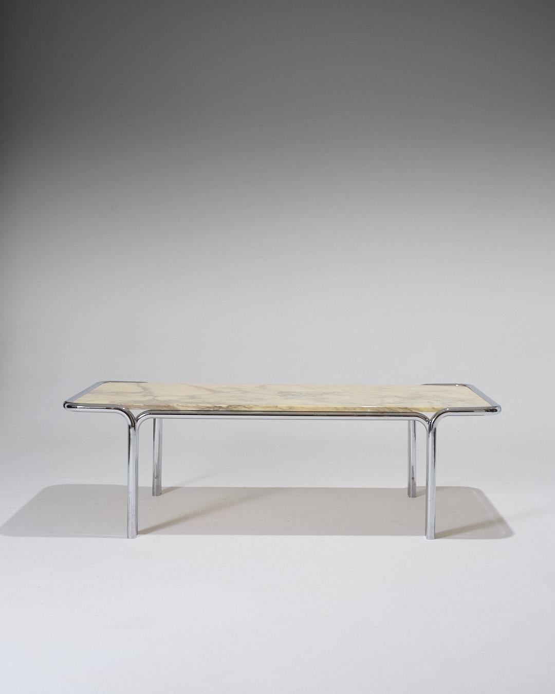 Unknown Marble and Tubular Metal Coffee Table, 1970s For Sale