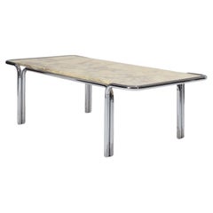Marble and Tubular Metal Coffee Table, 1970s
