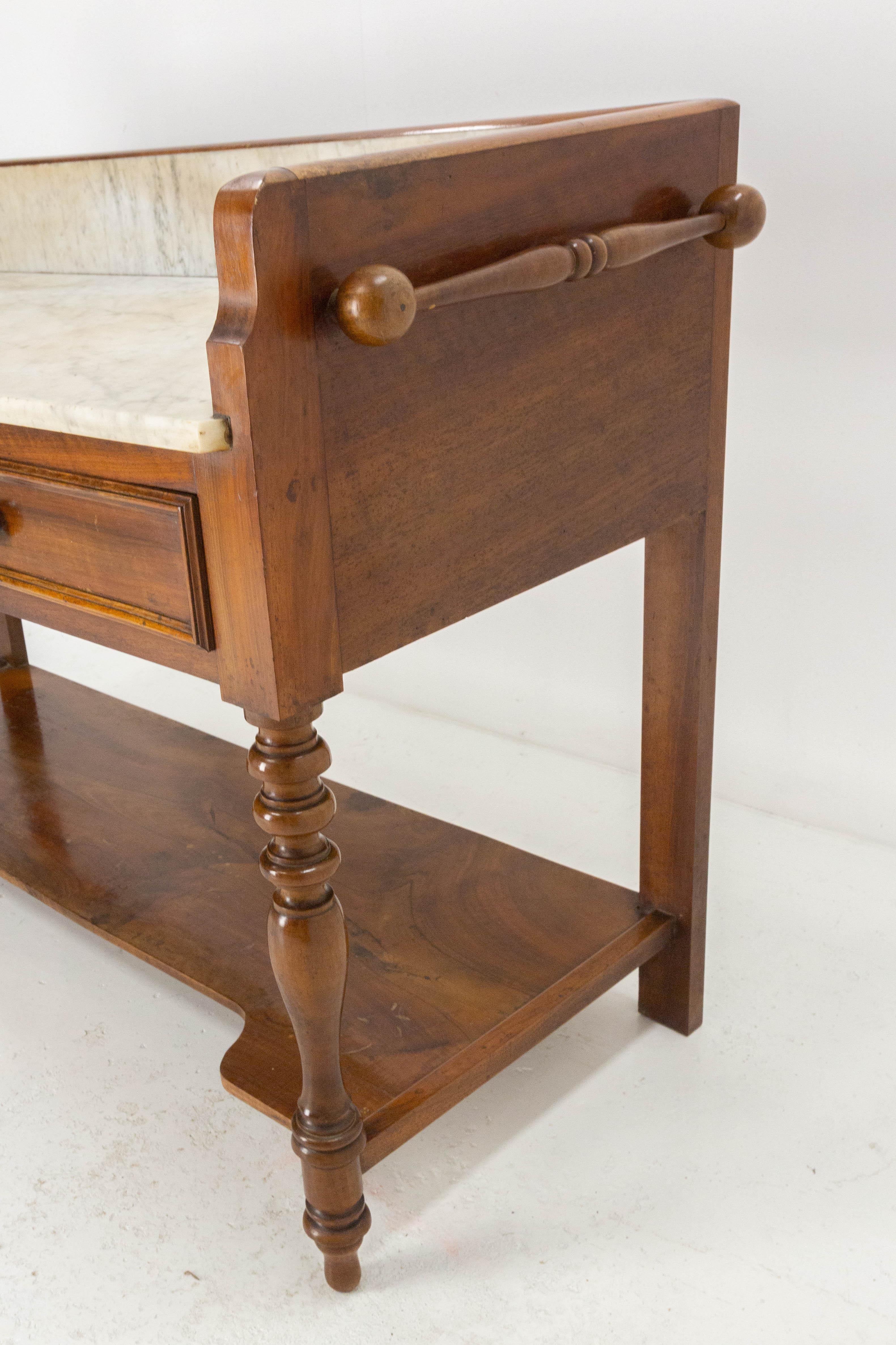 Marble and Walnut Vanity Table, French, circa 1900 7