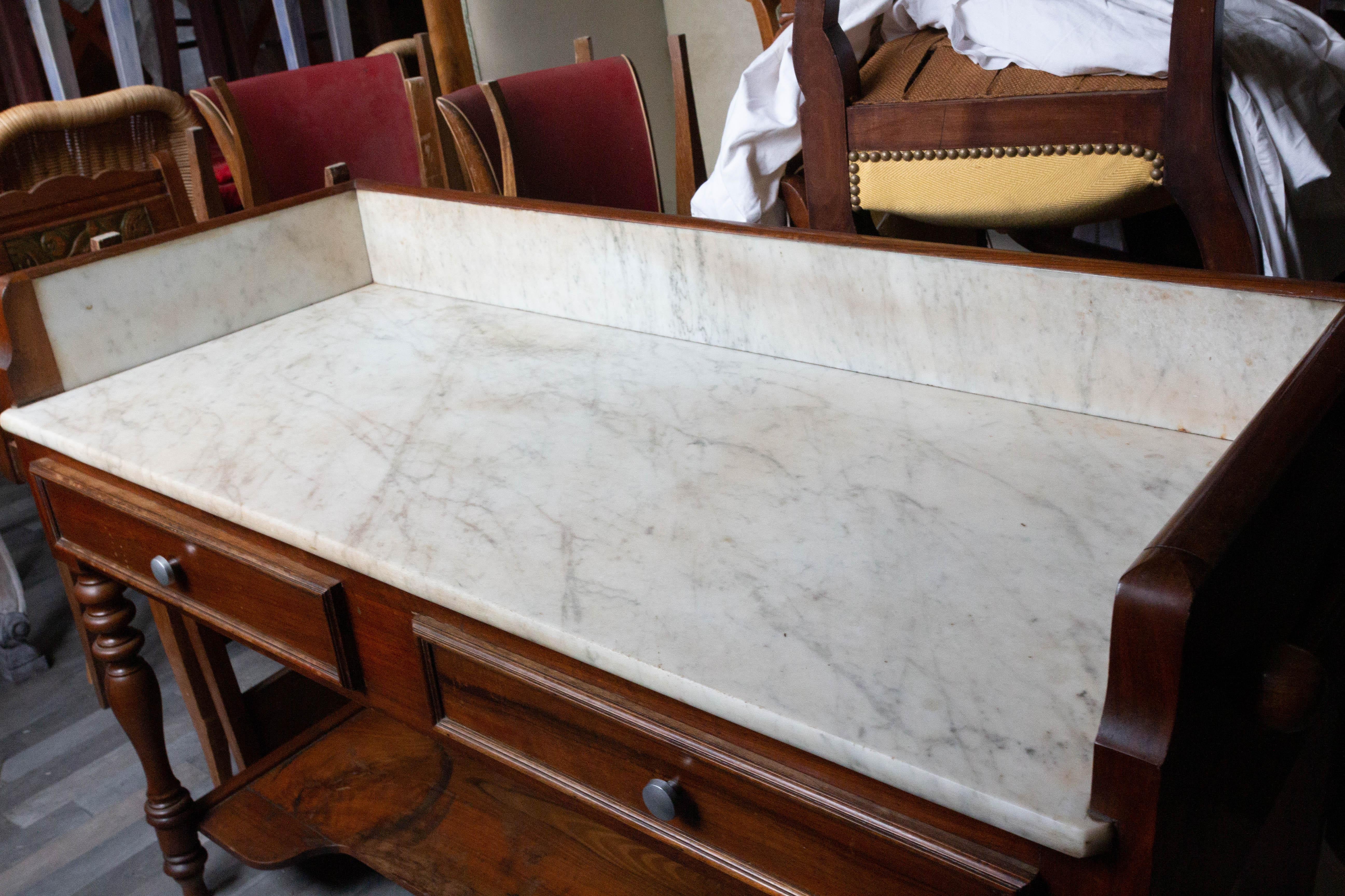 Marble and Walnut Vanity Table, French, circa 1900 11