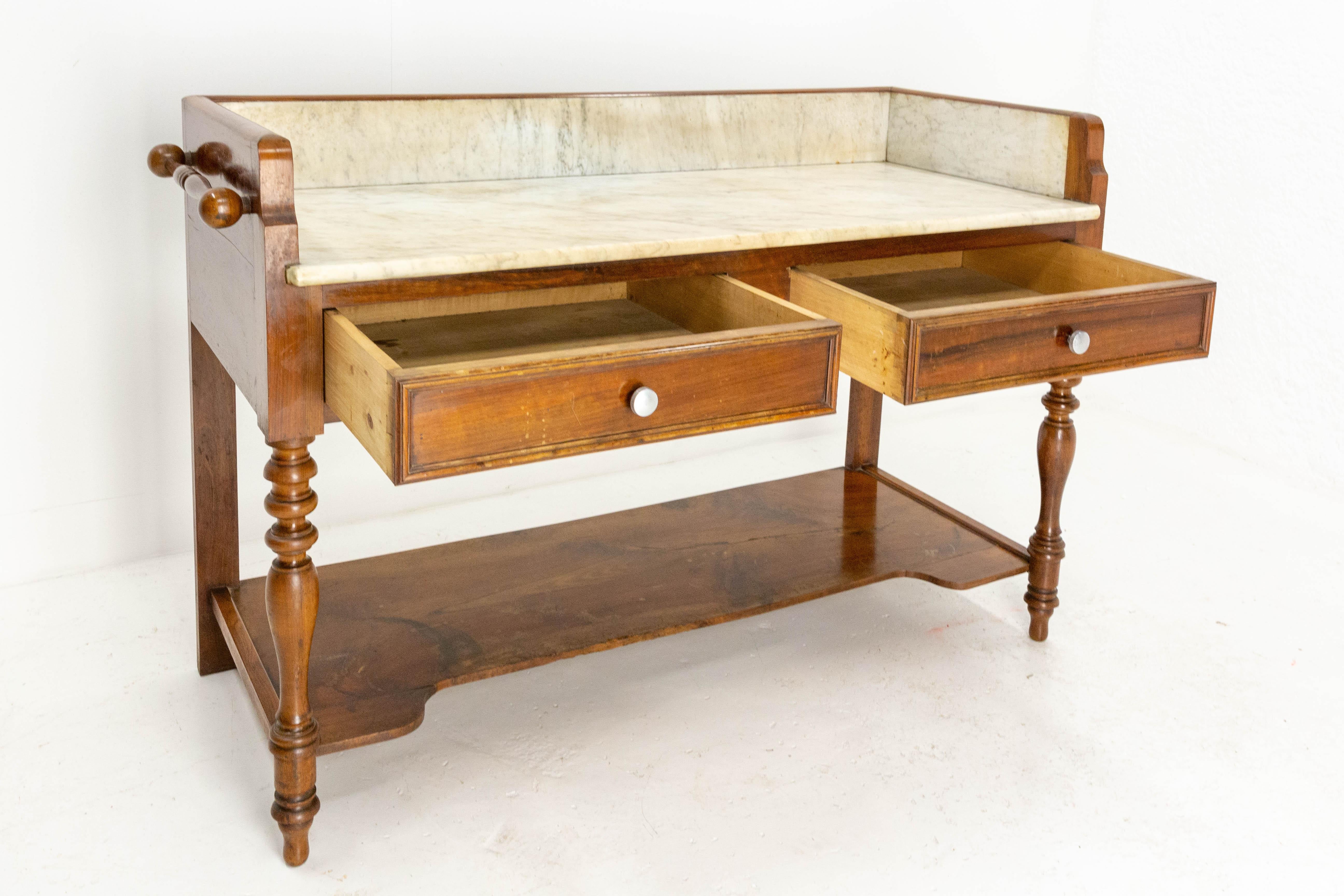 Marble and Walnut Vanity Table, French, circa 1900 1