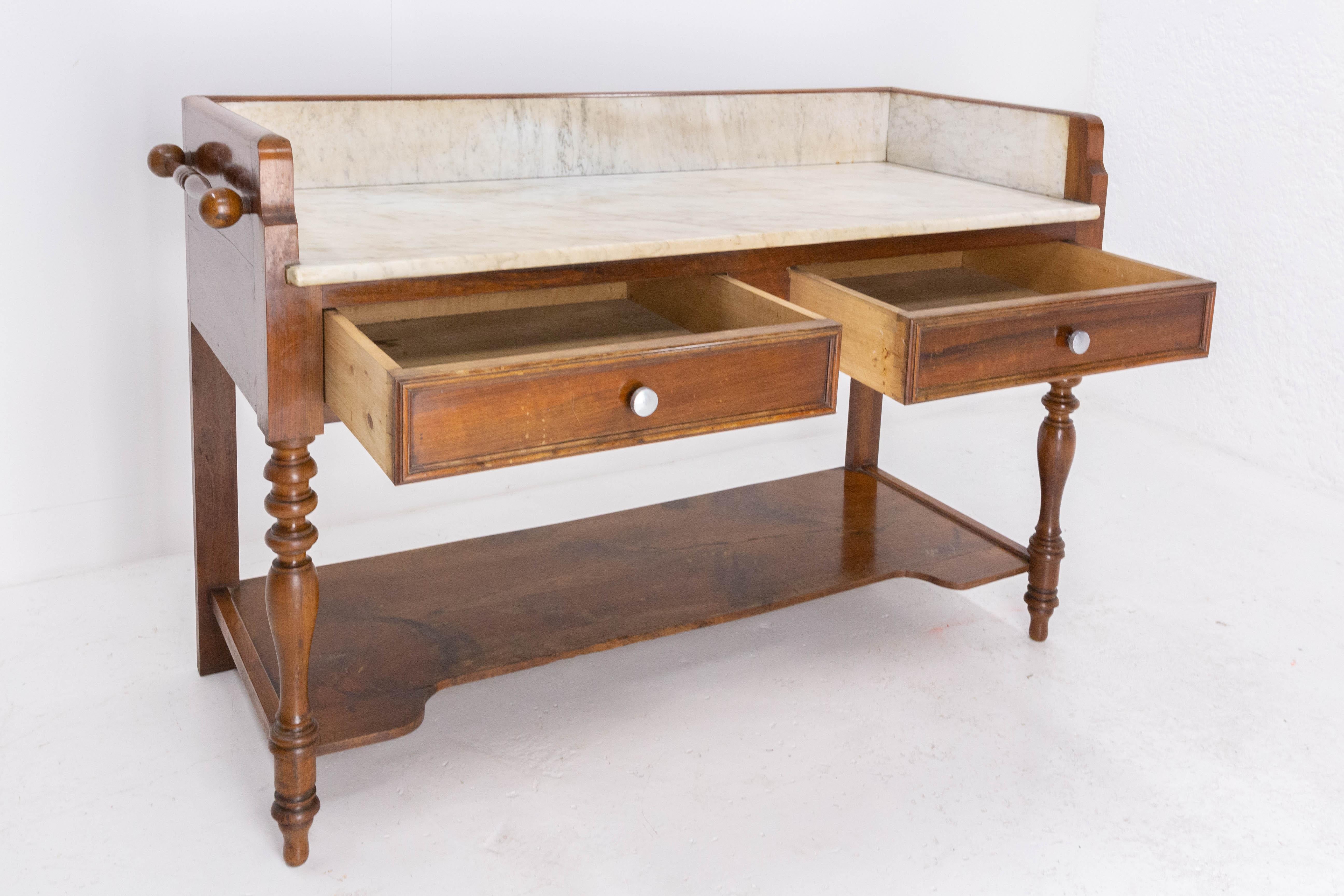 Marble and Walnut Vanity Table, French, circa 1900 2