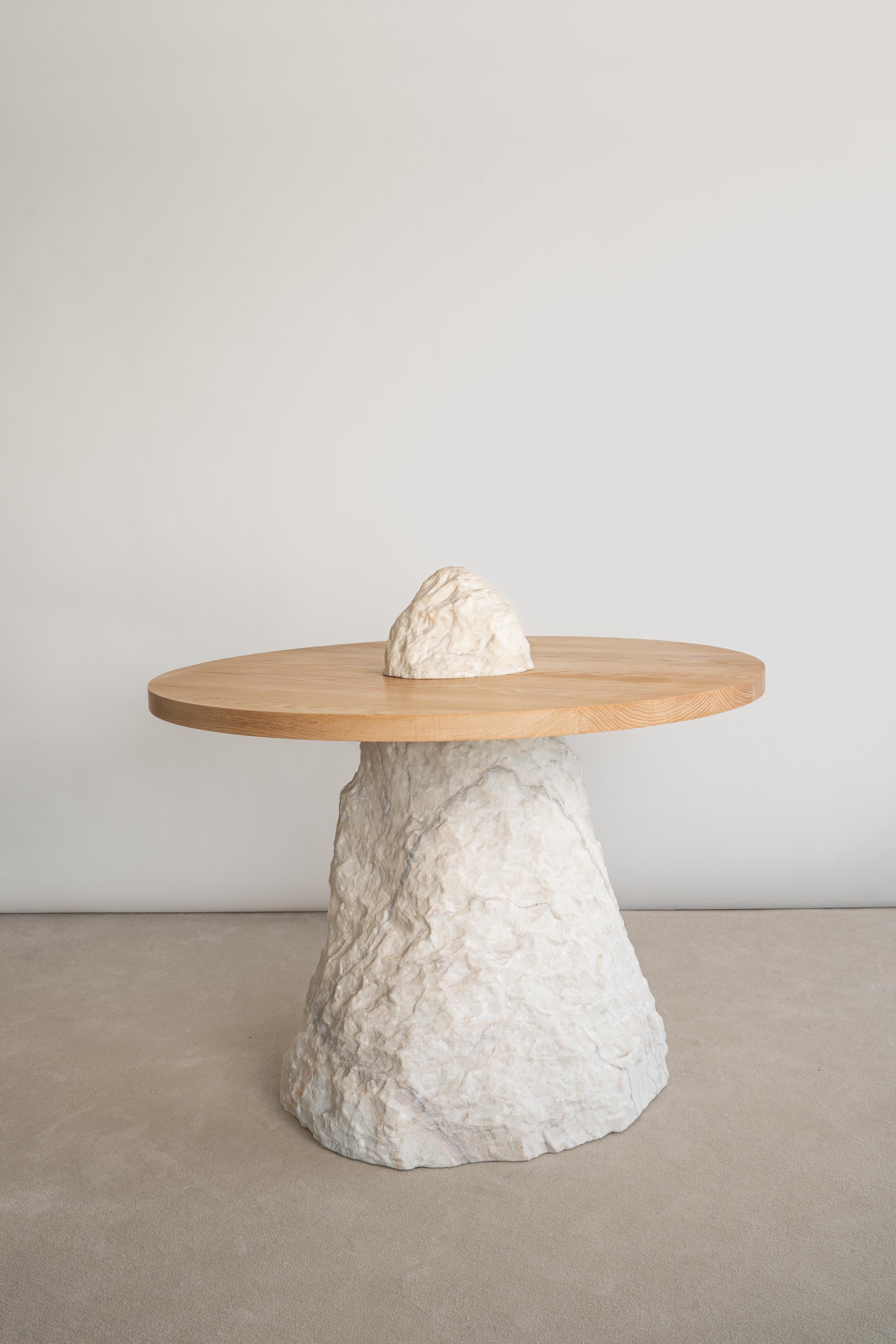 Organic Modern Marble and White Oak Table For Sale