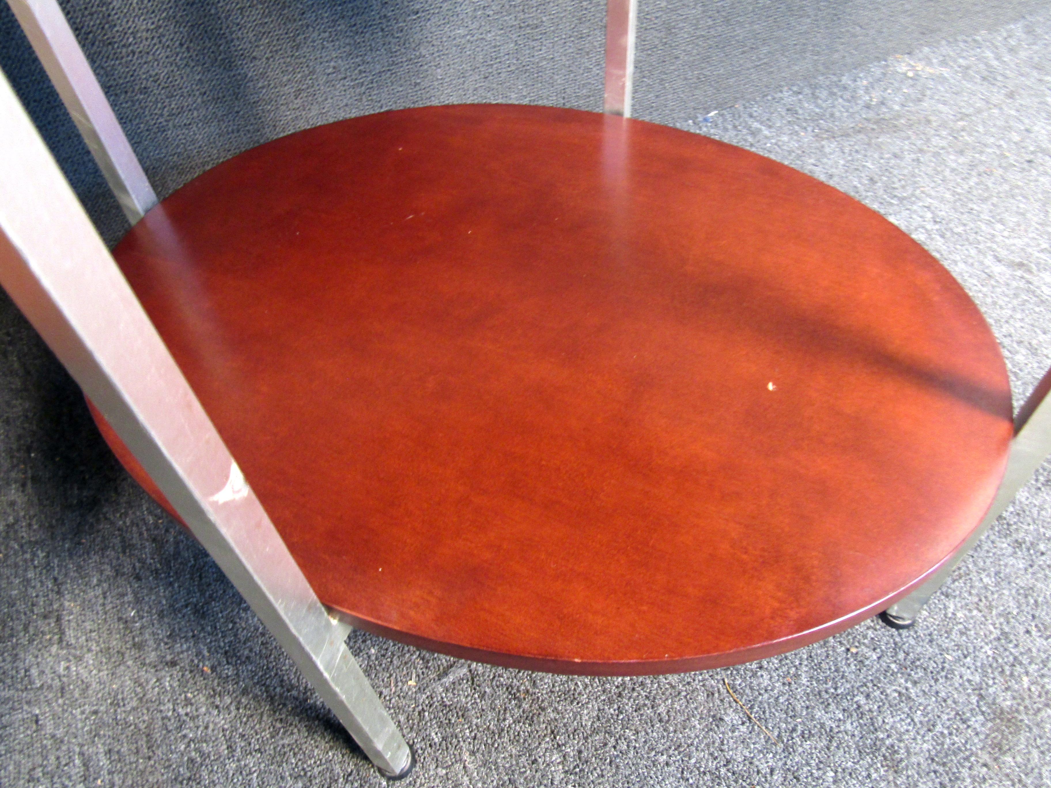 Marble and Wood Two Tier End Tables 4