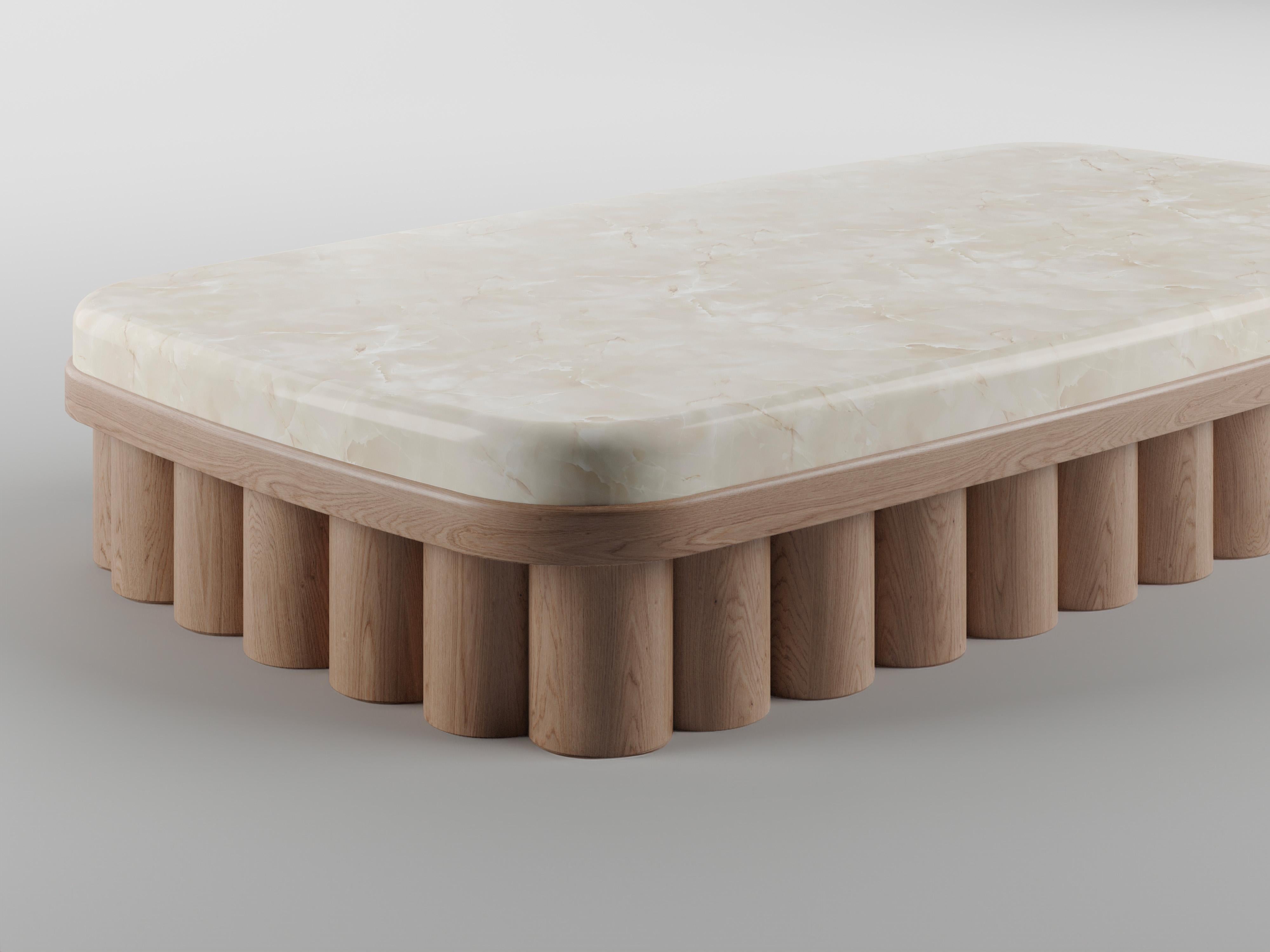 Marble and Wood Yuzu Coffee Table by KY ARCHITECTURE
Dimensions: W 180 x D 115 x H 40 cm
Materials: Marble and solid wood.
Available Finishes : Marble, stone and marble. 

Kelly Boukobza is the founder of KY Architecture.
Passionate about