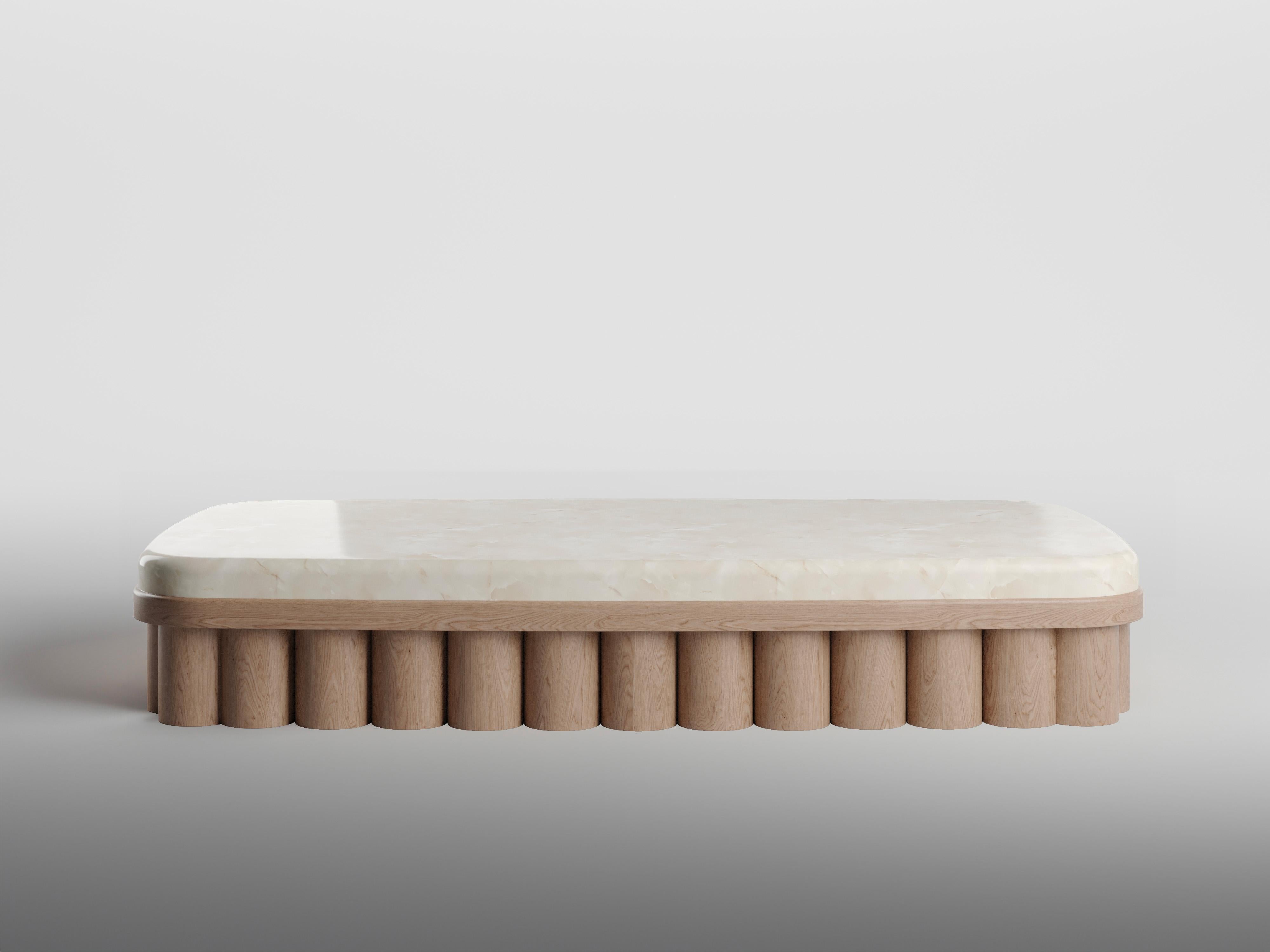 Post-Modern Marble and Wood Yuzu Coffee Table by KY ARCHITECTURE For Sale
