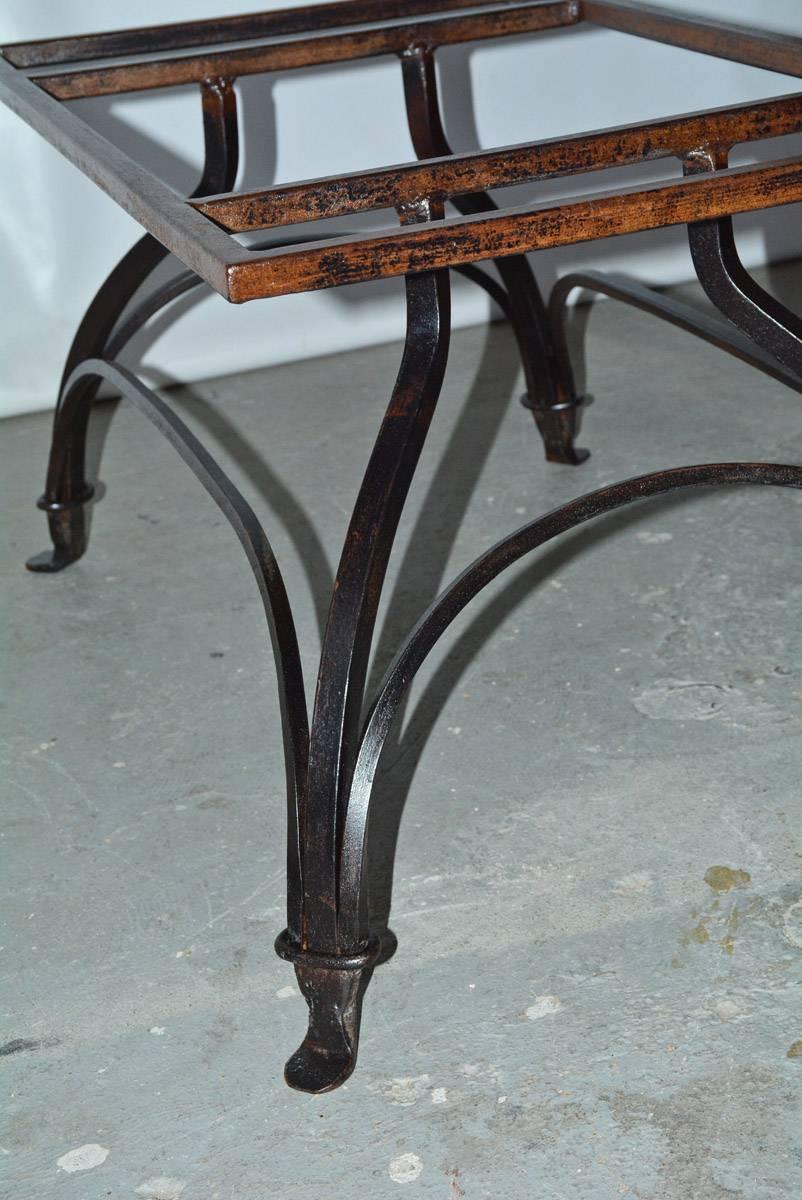 Contemporary Marble and Wrought Iron Coffee Table