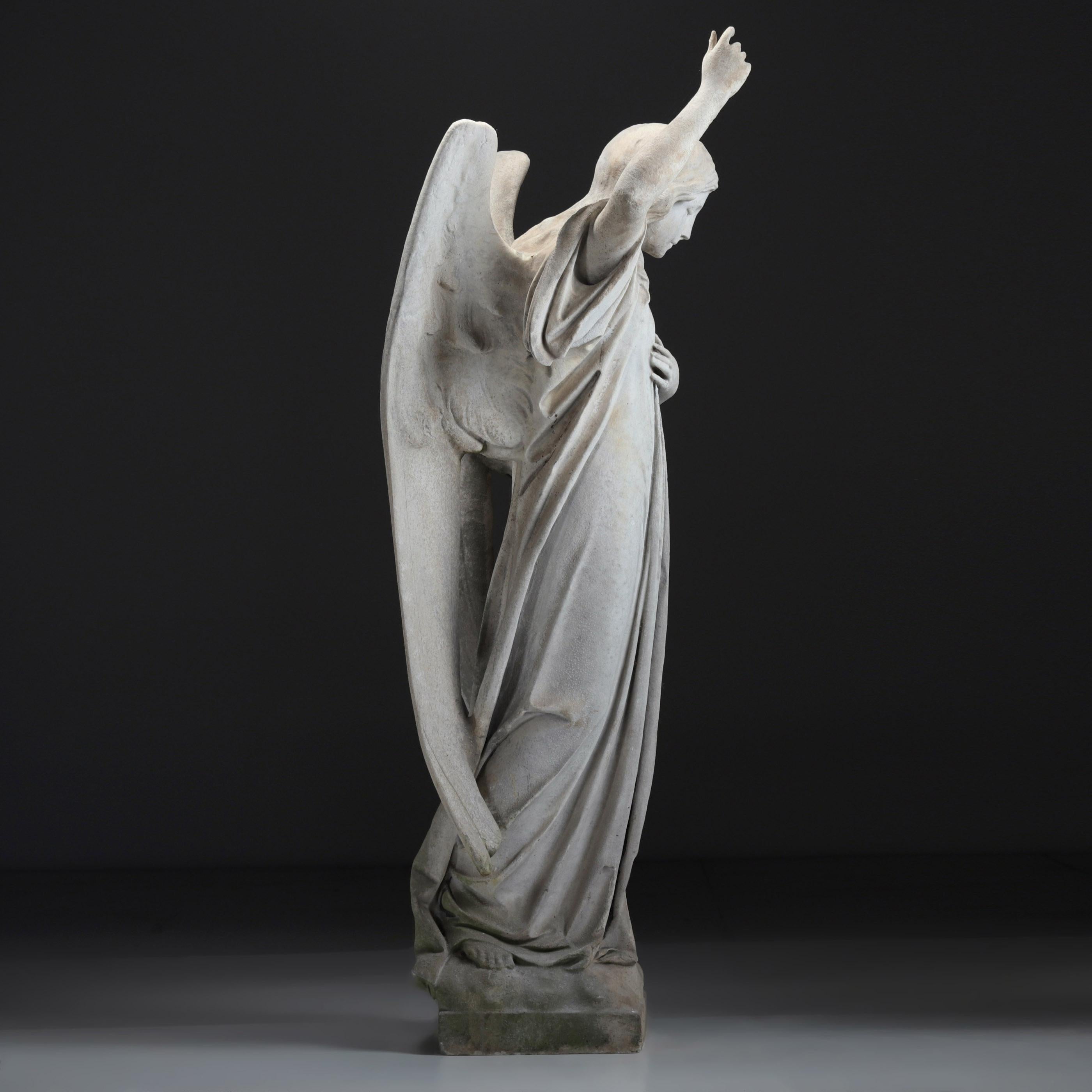 English Marble Angel, c.1860 For Sale