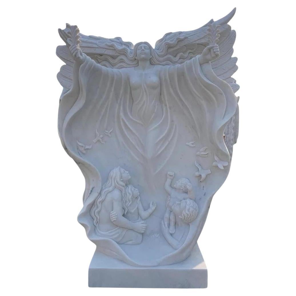Marble Angel Statue Hand Carved Solid Marble For Sale at 1stDibs