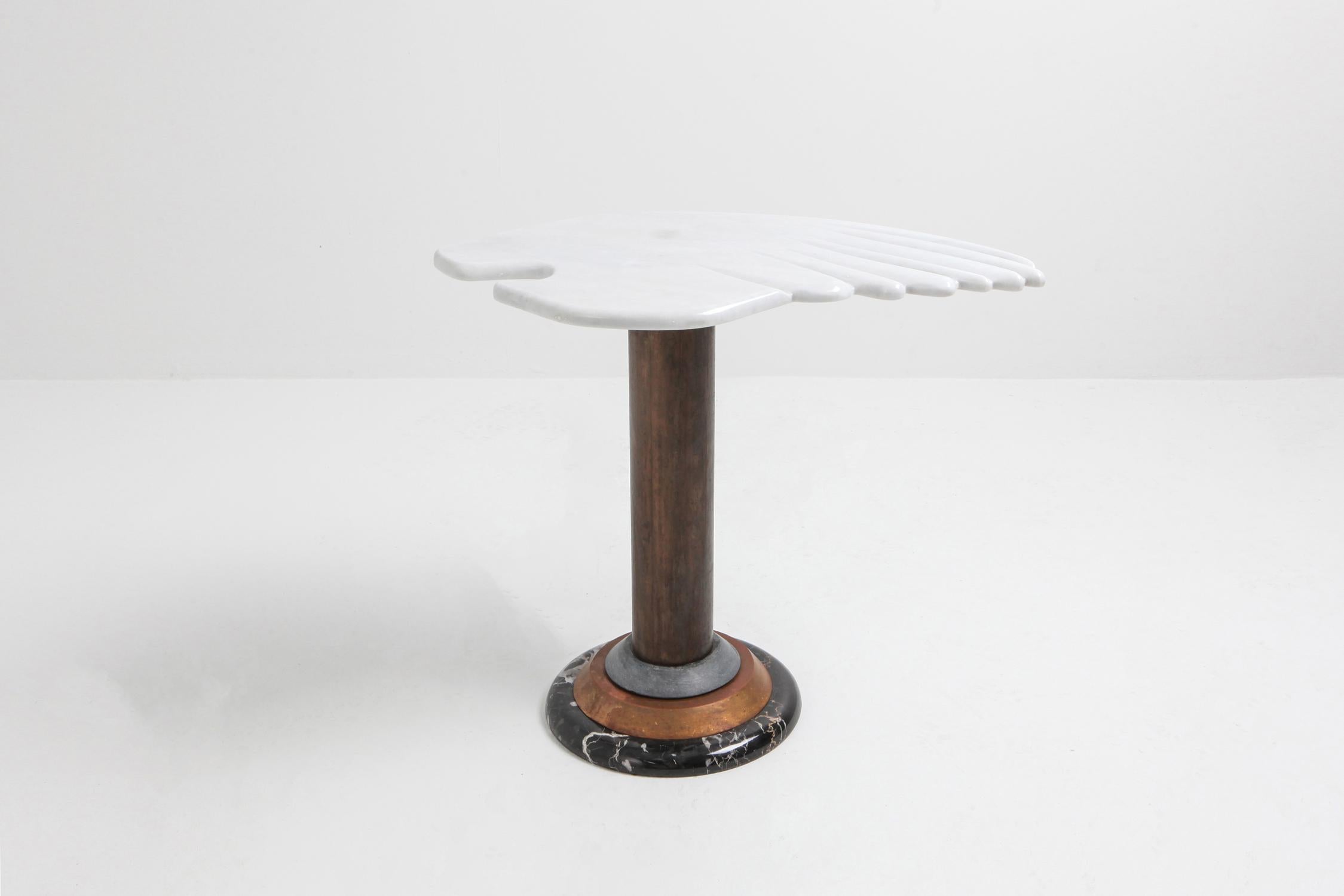 Art Deco Marble Angel Wing Side Table