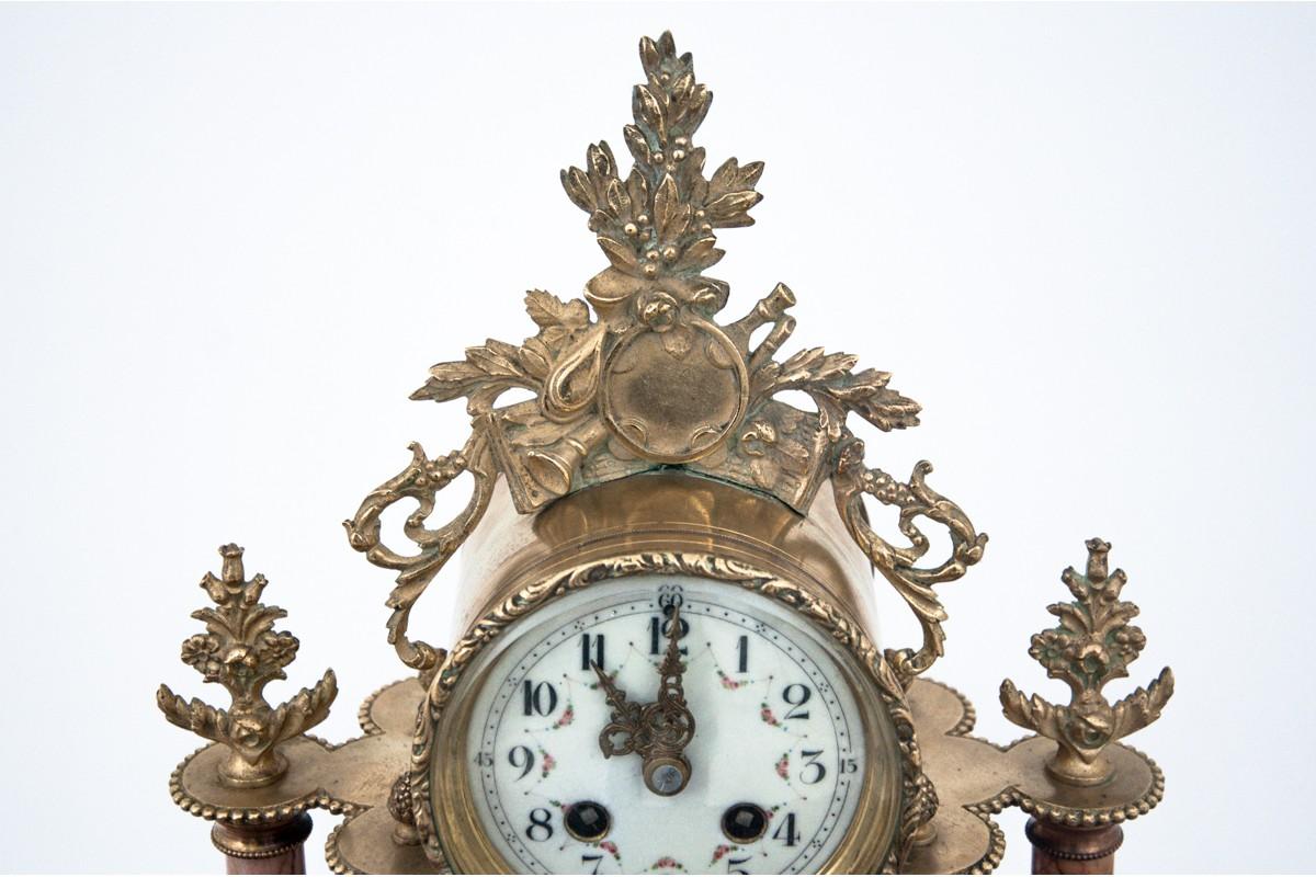 Marble Antique Clock with Two Amphoras, France, circa 1900 4