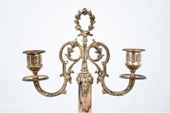 Marble Antique Clock with Two Candelabras, France, circa 1900