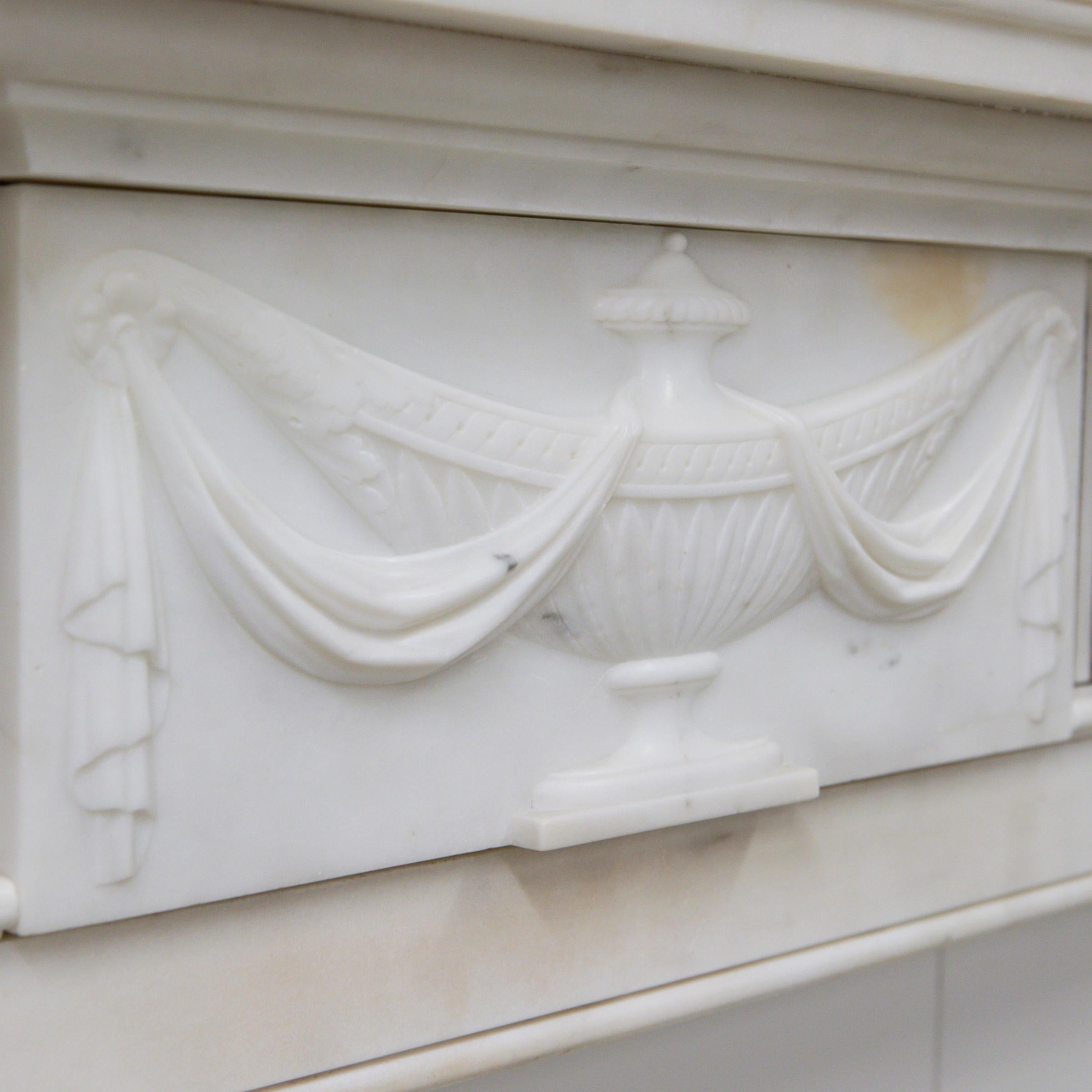 Marble Antique Late Georgian Statuary and Spanish Brocatello Inlay Chimneypiece  In Good Condition For Sale In Ware, GB