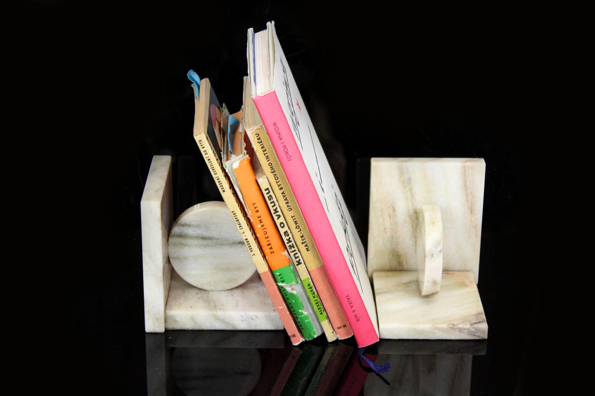Marble Art Deco Bookends from Semerak, Set of 2 7
