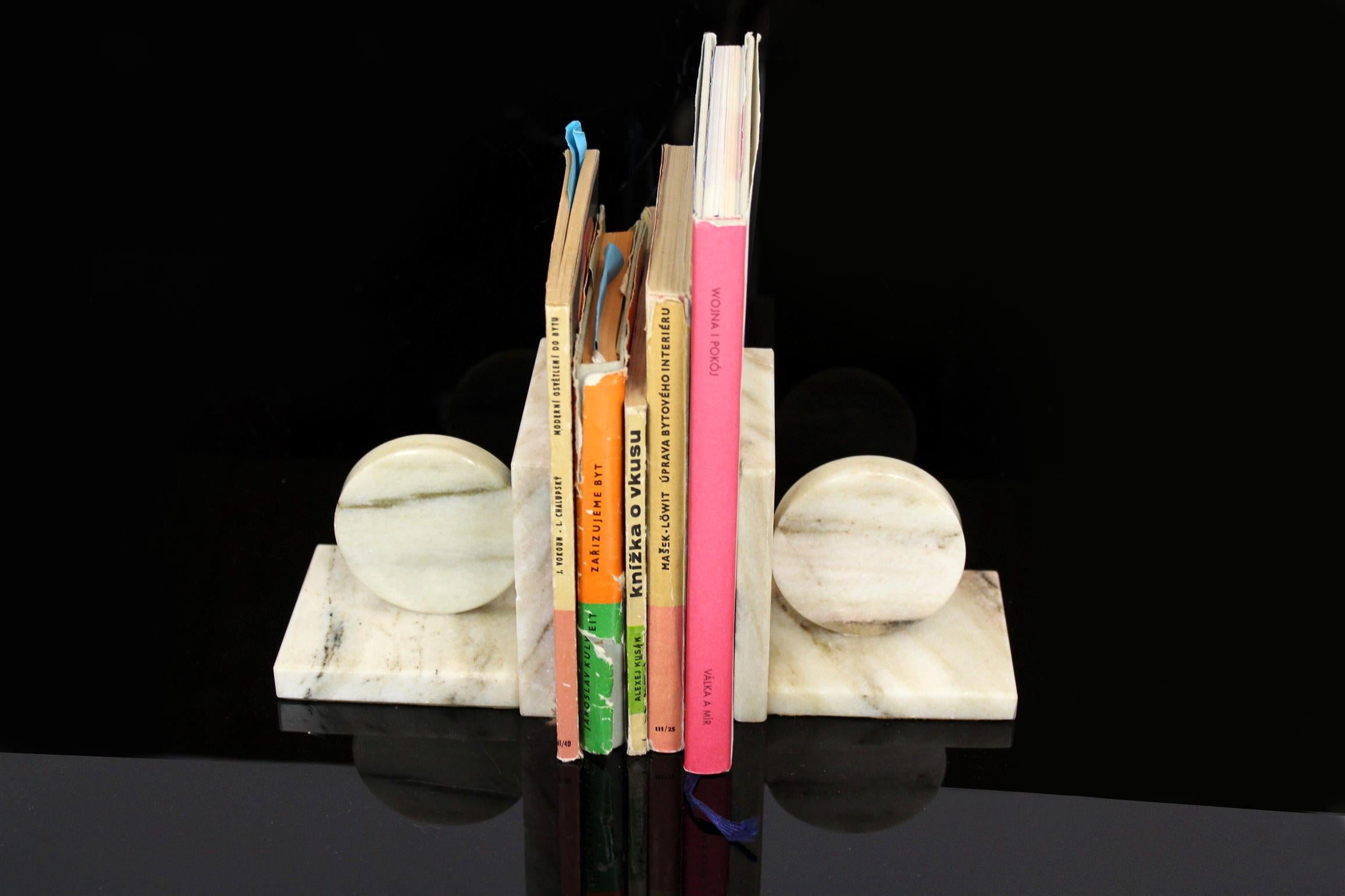 Marble Art Deco Bookends from Semerak, Set of 2 In Good Condition In Żory, PL