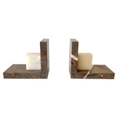 Vintage Marble Art Deco Modernist Bookends France 1950s