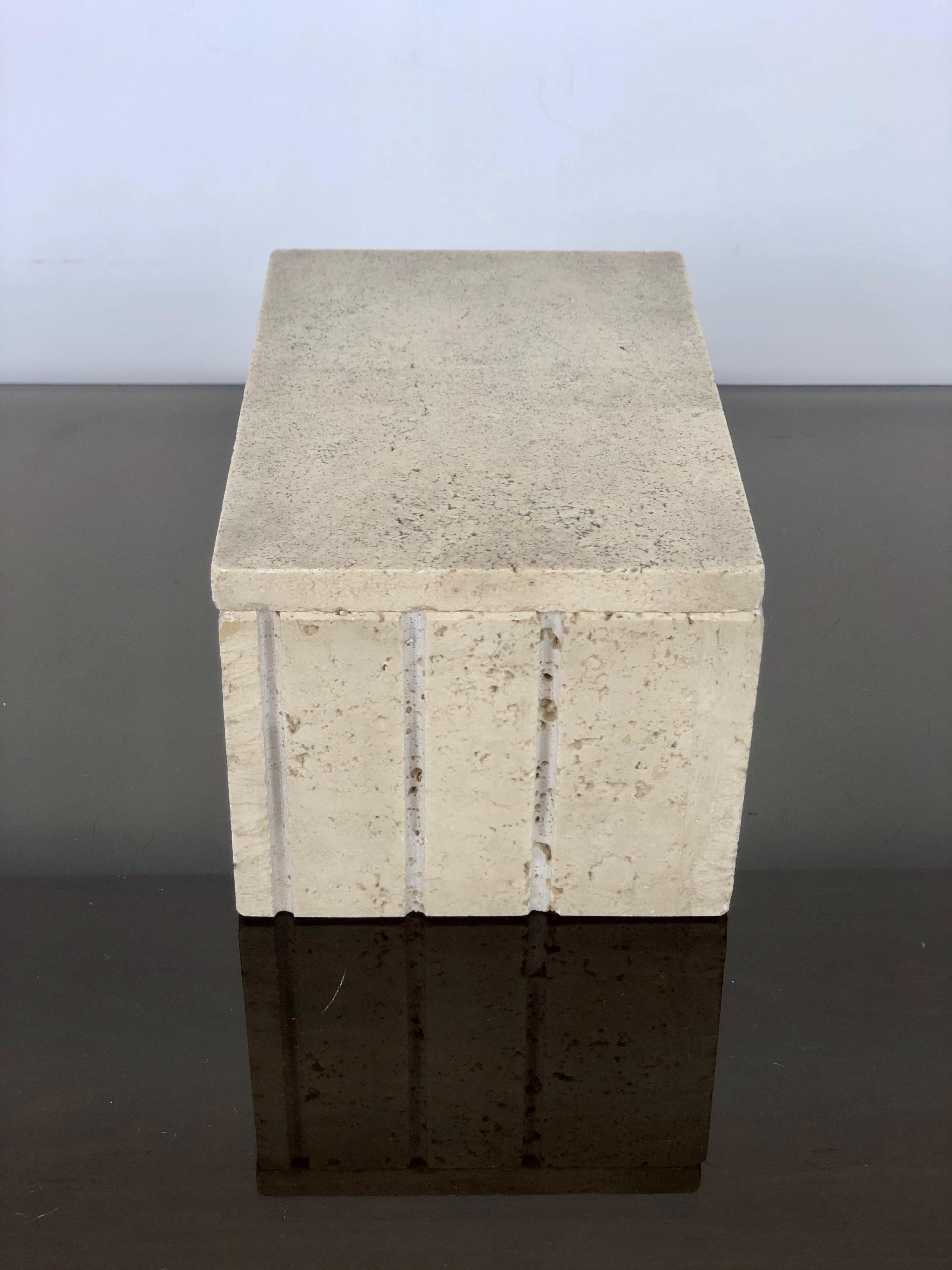 Marble Art Travertine Box Cork Interiors, Italy, 1970s 2