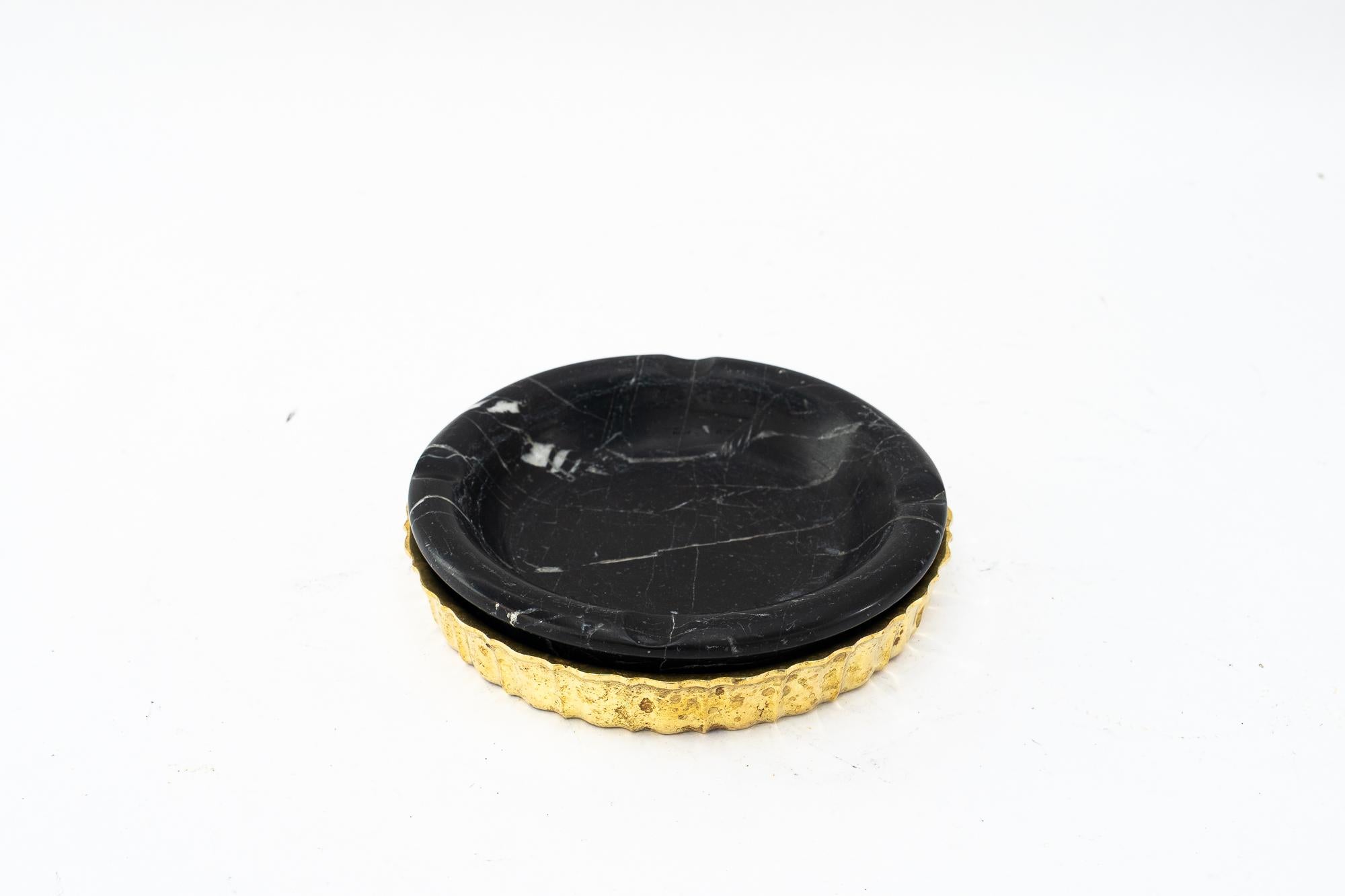 Art Deco Marble Ashtray with solid cast brass holder vienna around 1920s For Sale