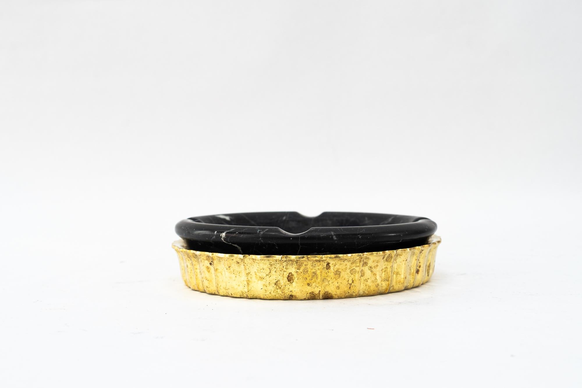 Austrian Marble Ashtray with solid cast brass holder vienna around 1920s For Sale