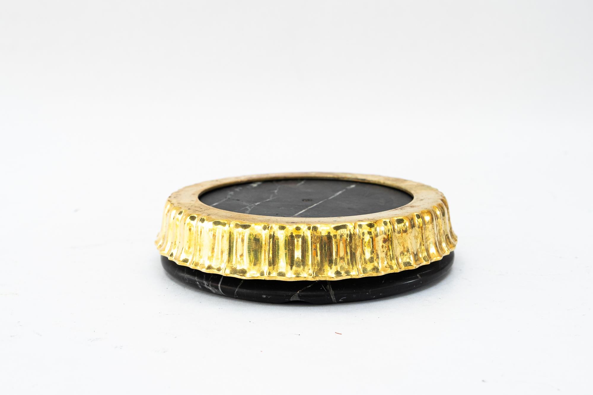 Cast Marble Ashtray with solid cast brass holder vienna around 1920s For Sale
