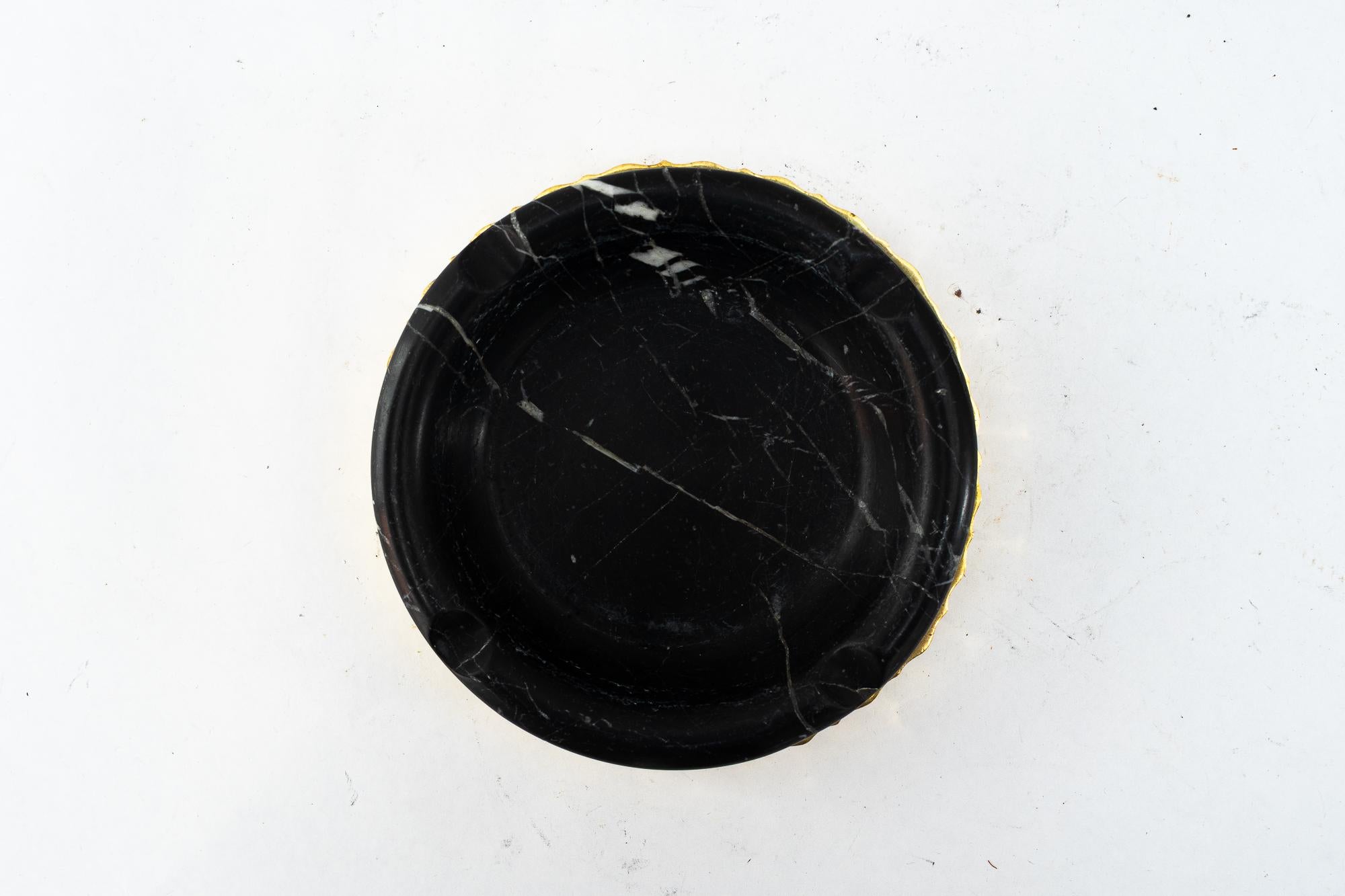 Early 20th Century Marble Ashtray with solid cast brass holder vienna around 1920s For Sale