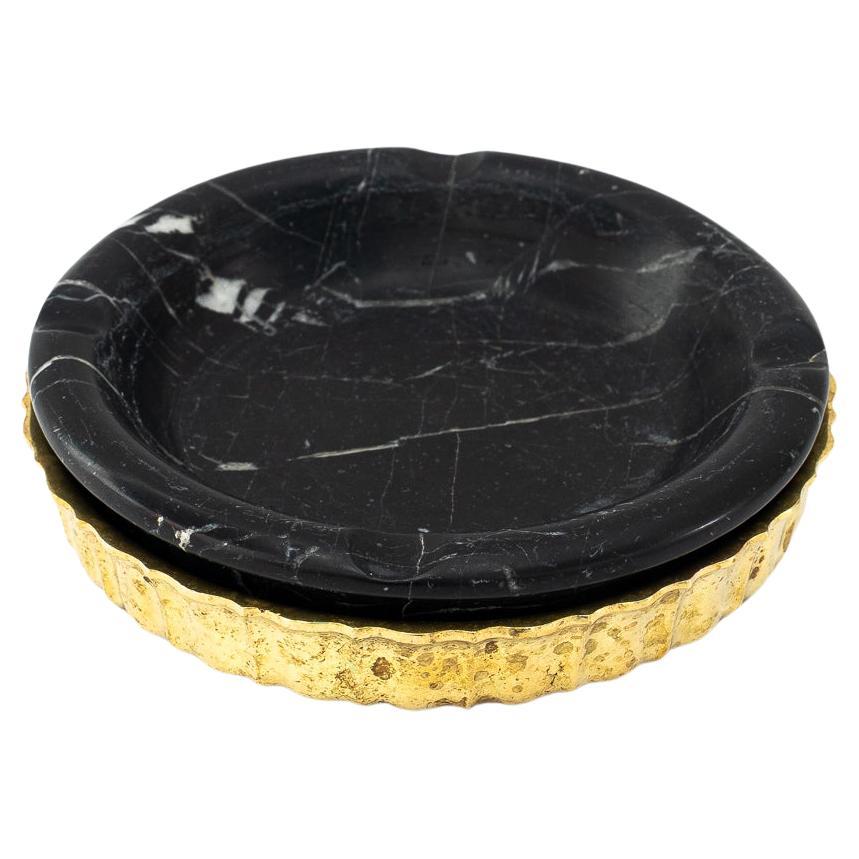 Marble Ashtray with solid cast brass holder vienna around 1920s For Sale