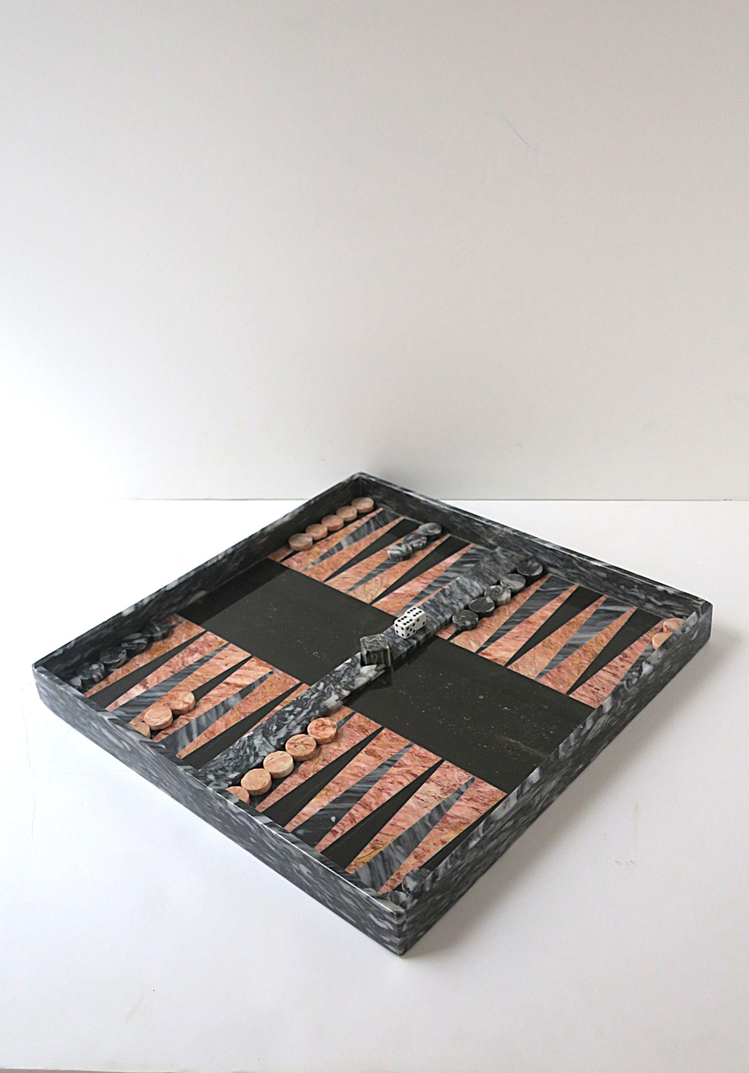 Marbre Backgammon Dames Jeu d'échecs Jeu de société en vente 1