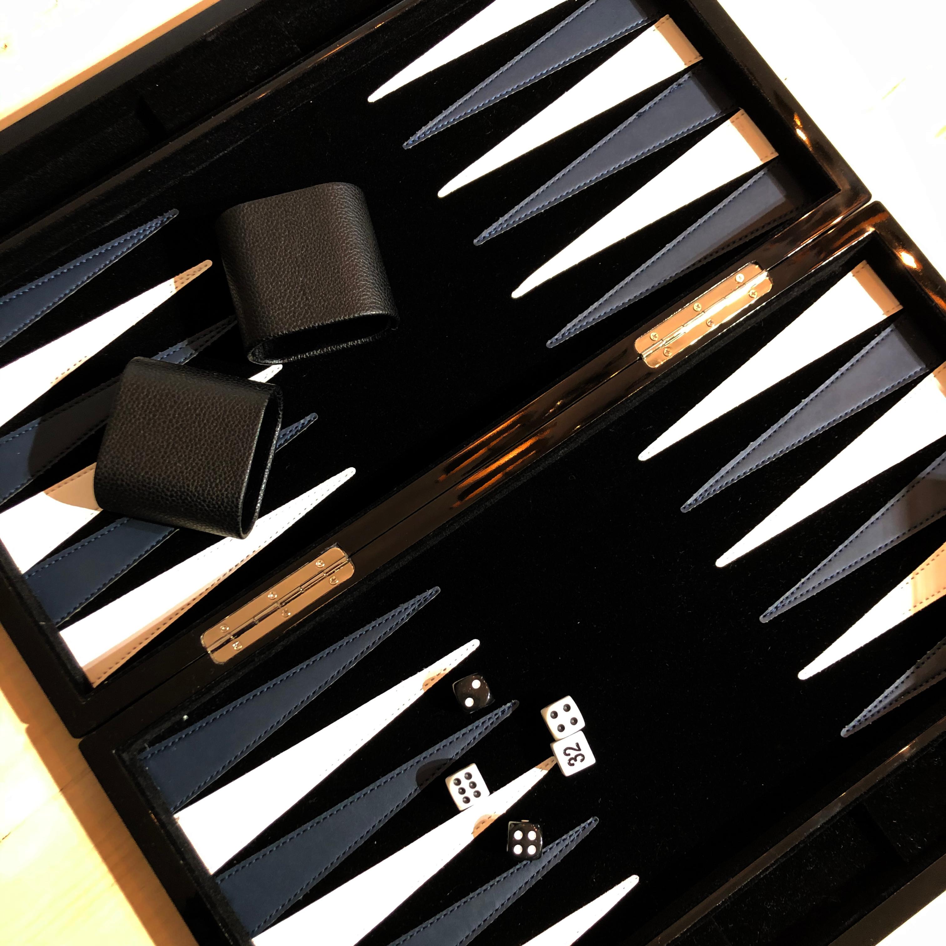 Lacquered Marble Backgammon Game Set